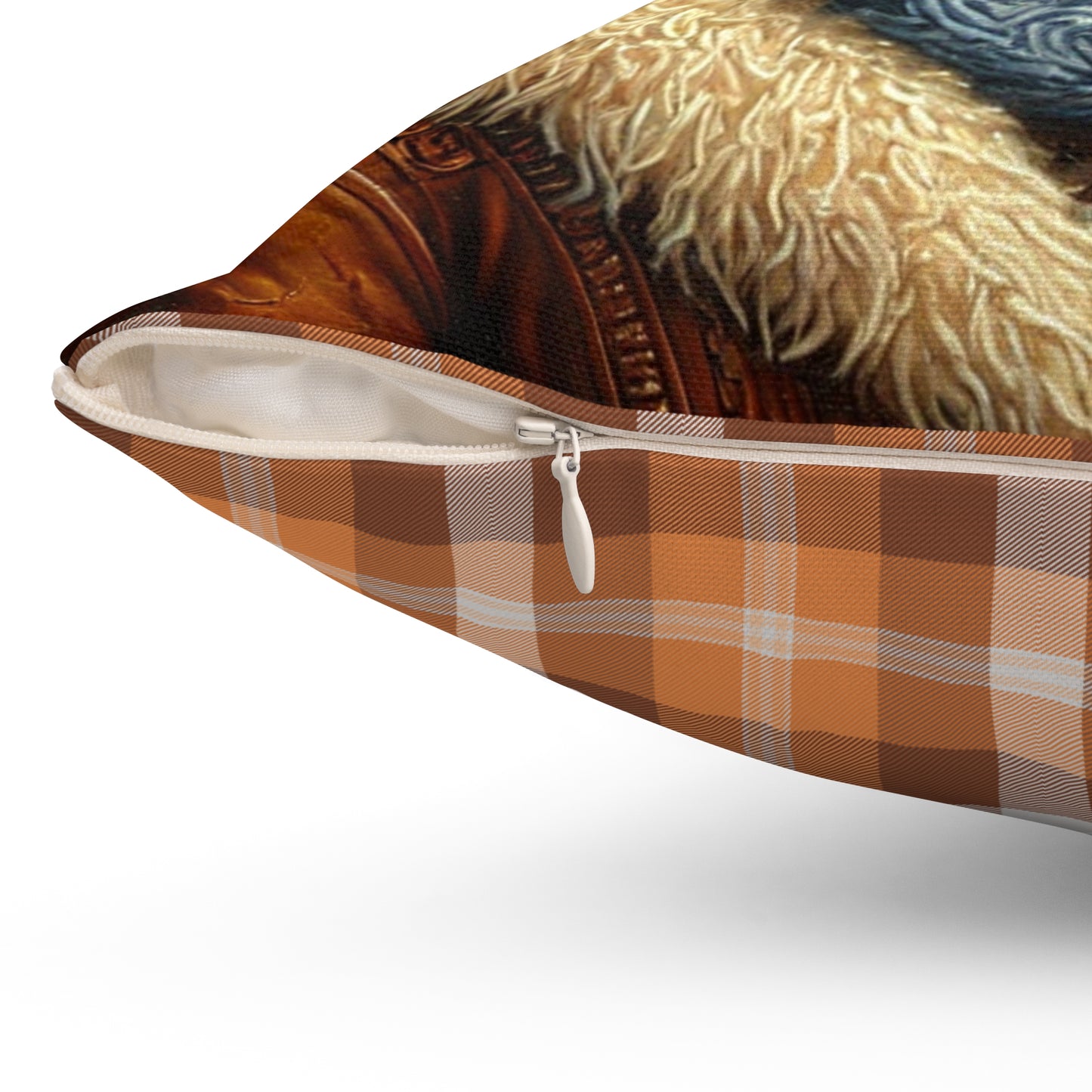 Close-up of the pillow’s concealed zipper showcasing its quality and seamless design.