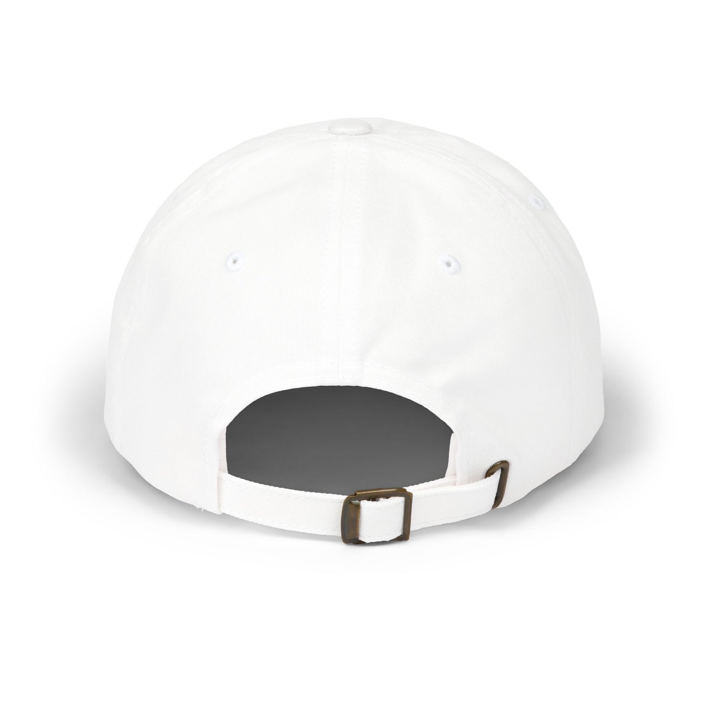 Back view of the Unapologetically Me Classic Dad Hat in white color with pink bunny logo