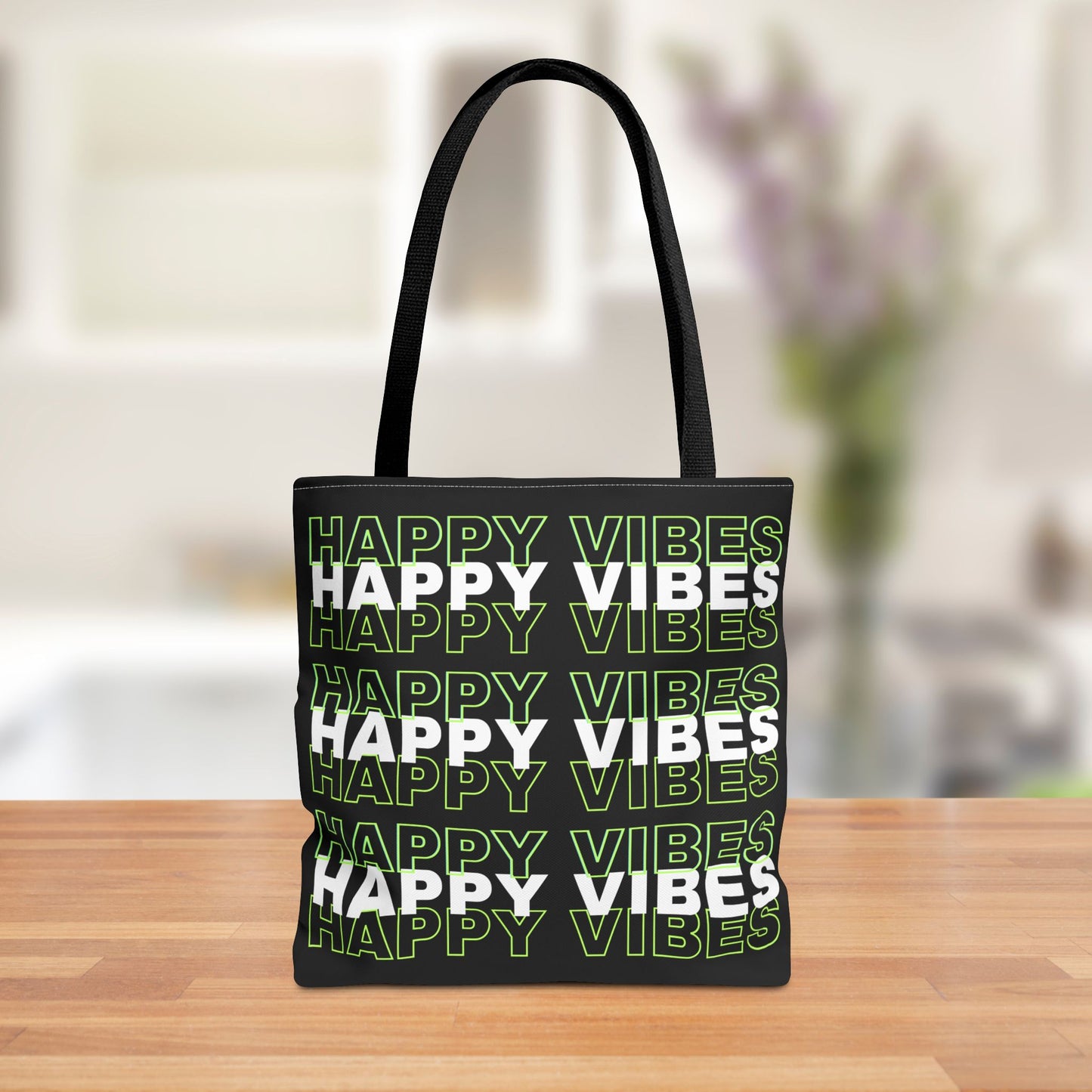 Reversible "Happy Vibes" and "Love Yourself Today" Motivational Tote Bag - Available in 3 Sizes