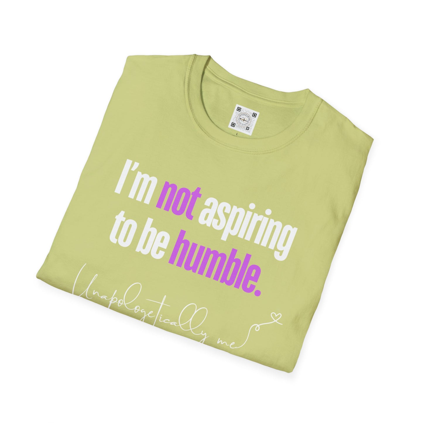 Folded view navy lime green t-shirt with the empowering message.