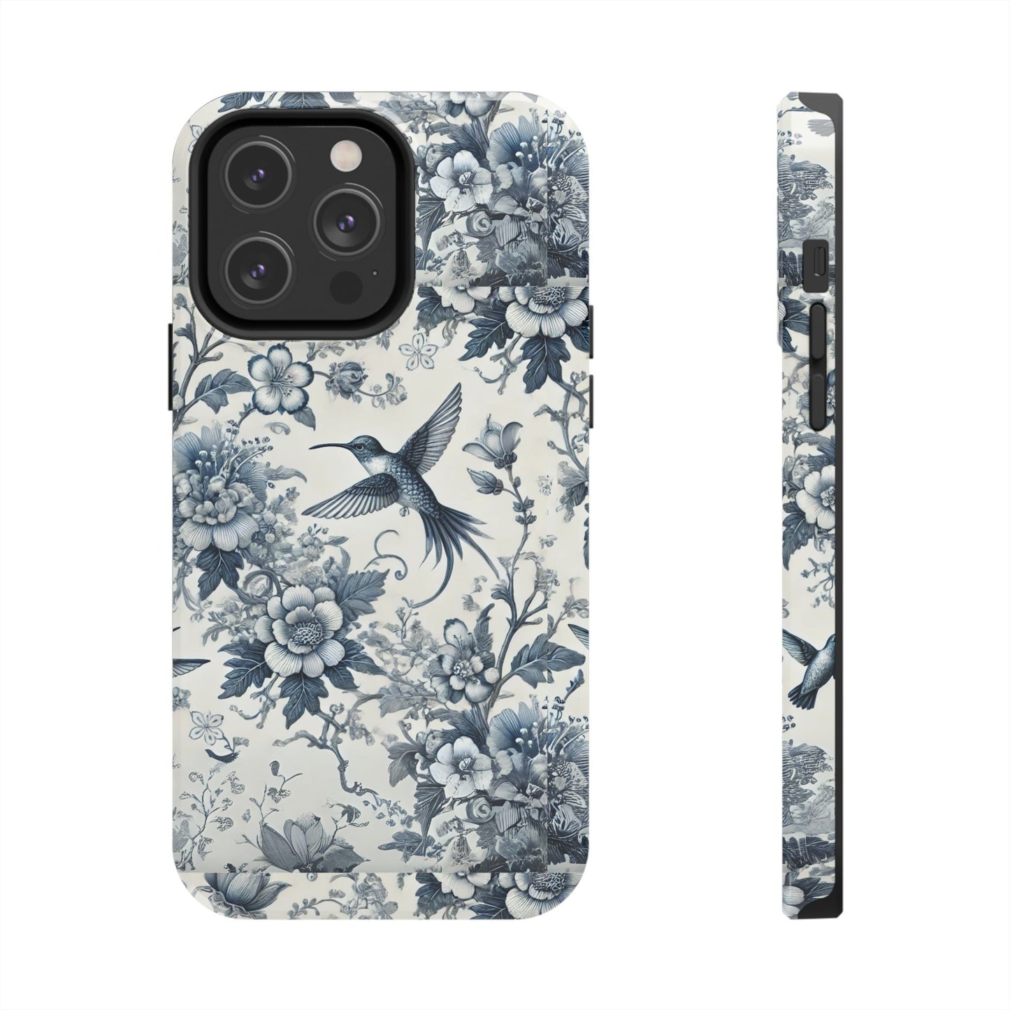 Vintage Hummingbird Floral Phone Case | Protective iPhone & Samsung Case | Artistic Nature-Inspired Cover | Blue Botanical Bird Design