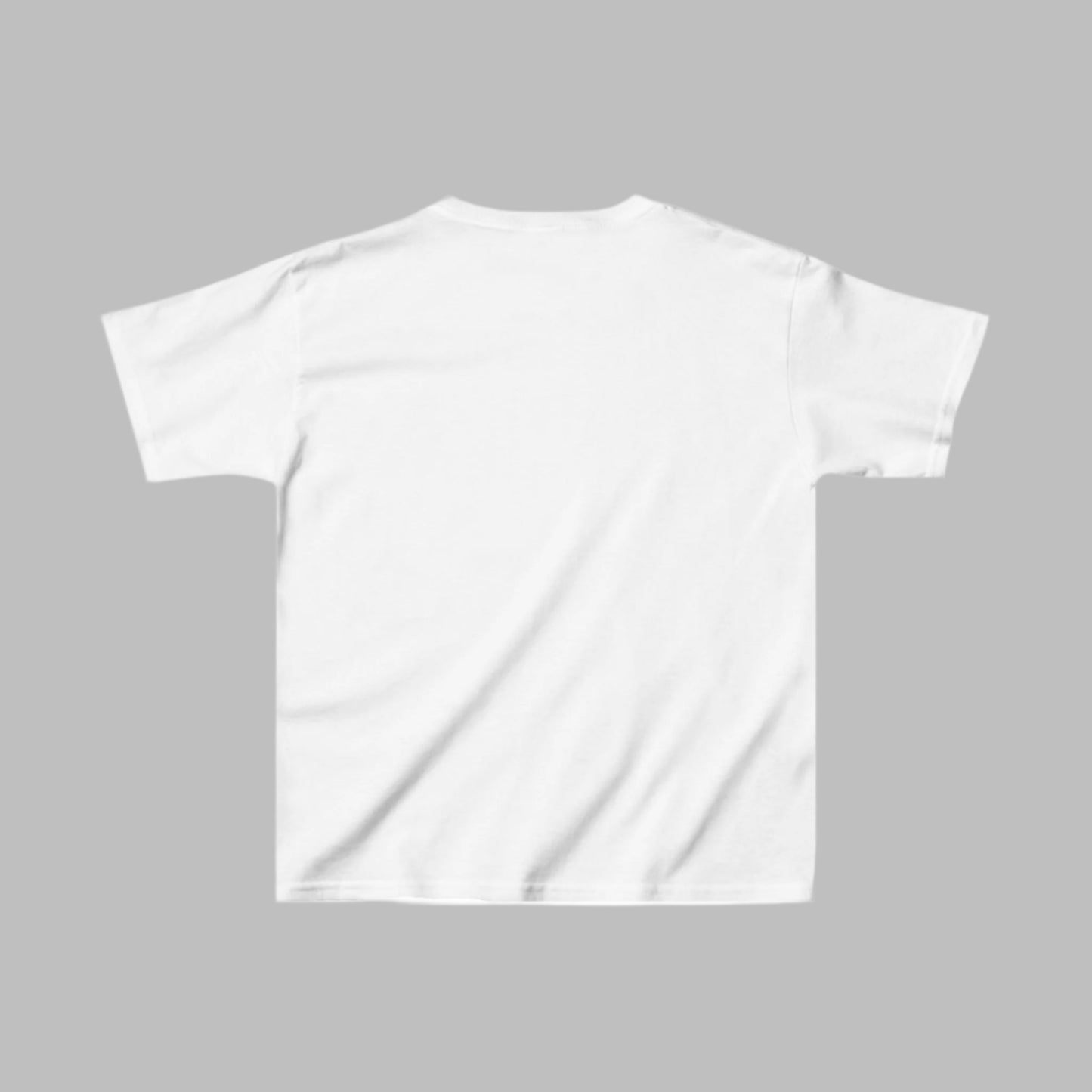 Back view of a white Wicked Cute Bat Halloween Kids T-Shirt showing the plain back in comfortable cotton.
