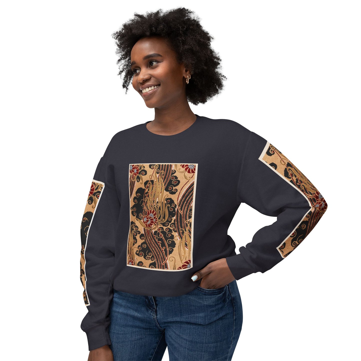 Unisex Lightweight Crewneck Sweatshirt – E. A. Séguy Inspired Art Deco Floral Design