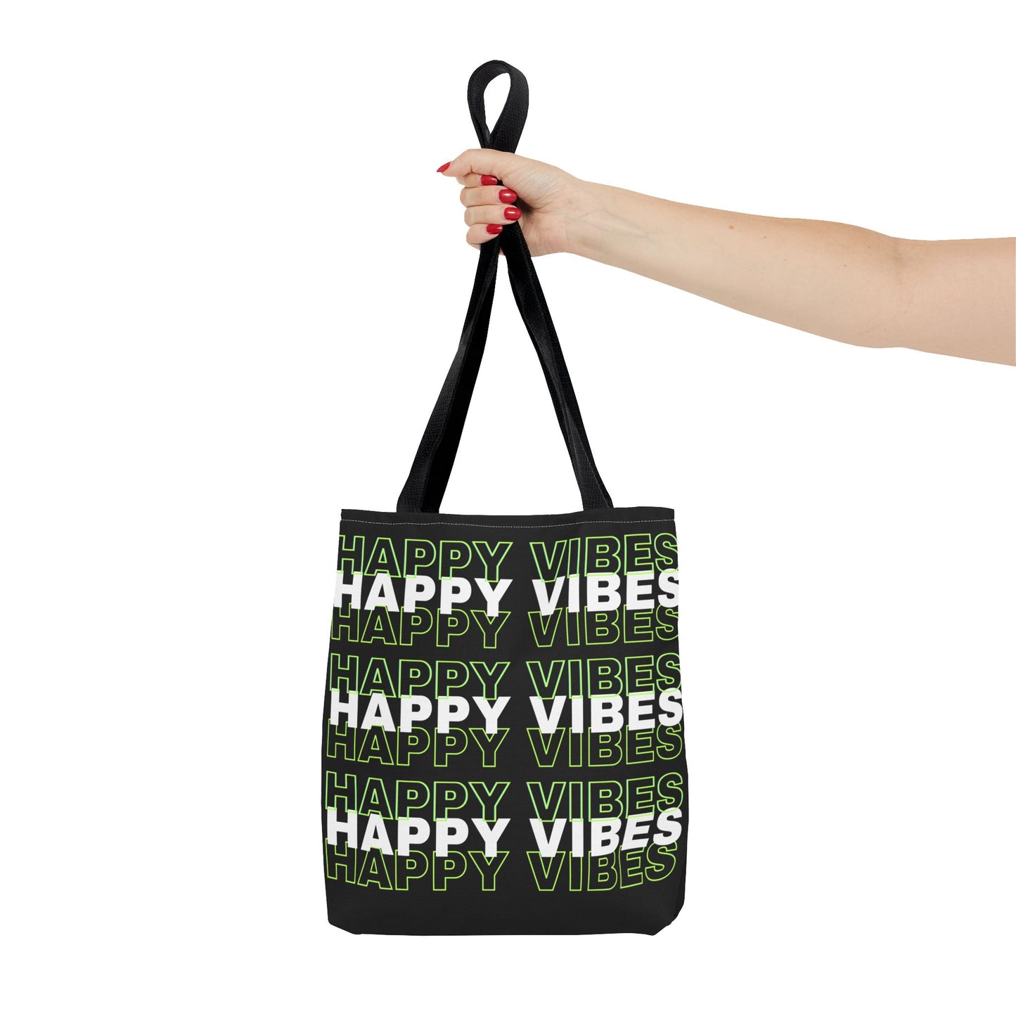 Reversible "Happy Vibes" and "Love Yourself Today" Motivational Tote Bag - Available in 3 Sizes