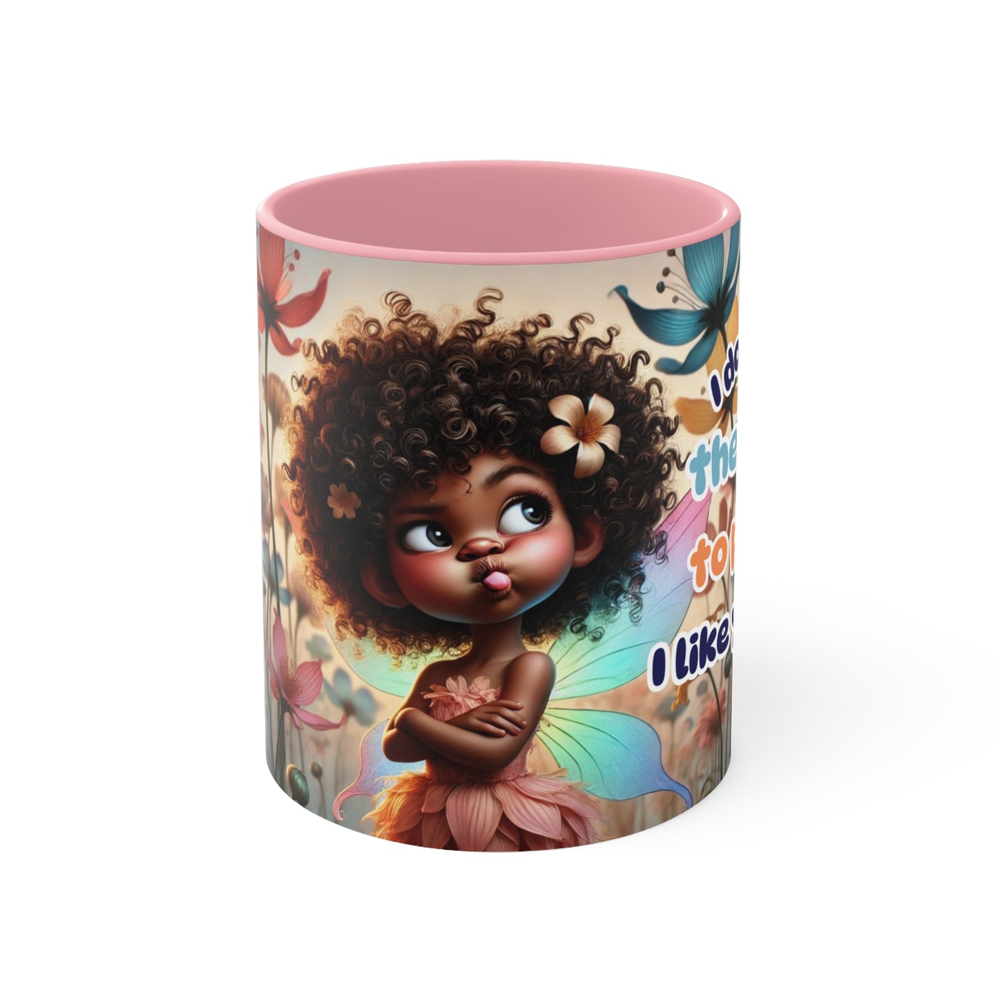Sassy Fairy Coffee Mug | I Don’t Have the Energy to Pretend I Like You Today | Whimsical Afro Fairy Design | Funny Quote Mug | Gift for Coworkers | 11oz Mug