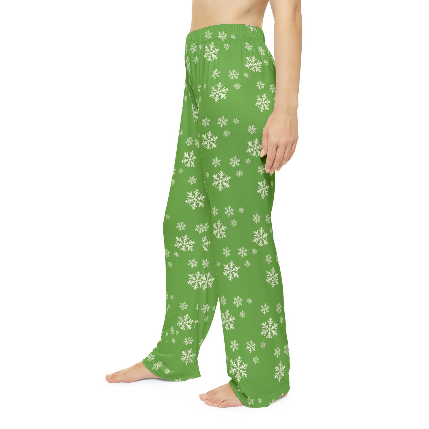 Women's Christmas Cozy Pajama Bottoms, Snowy Winter Comfort, Green