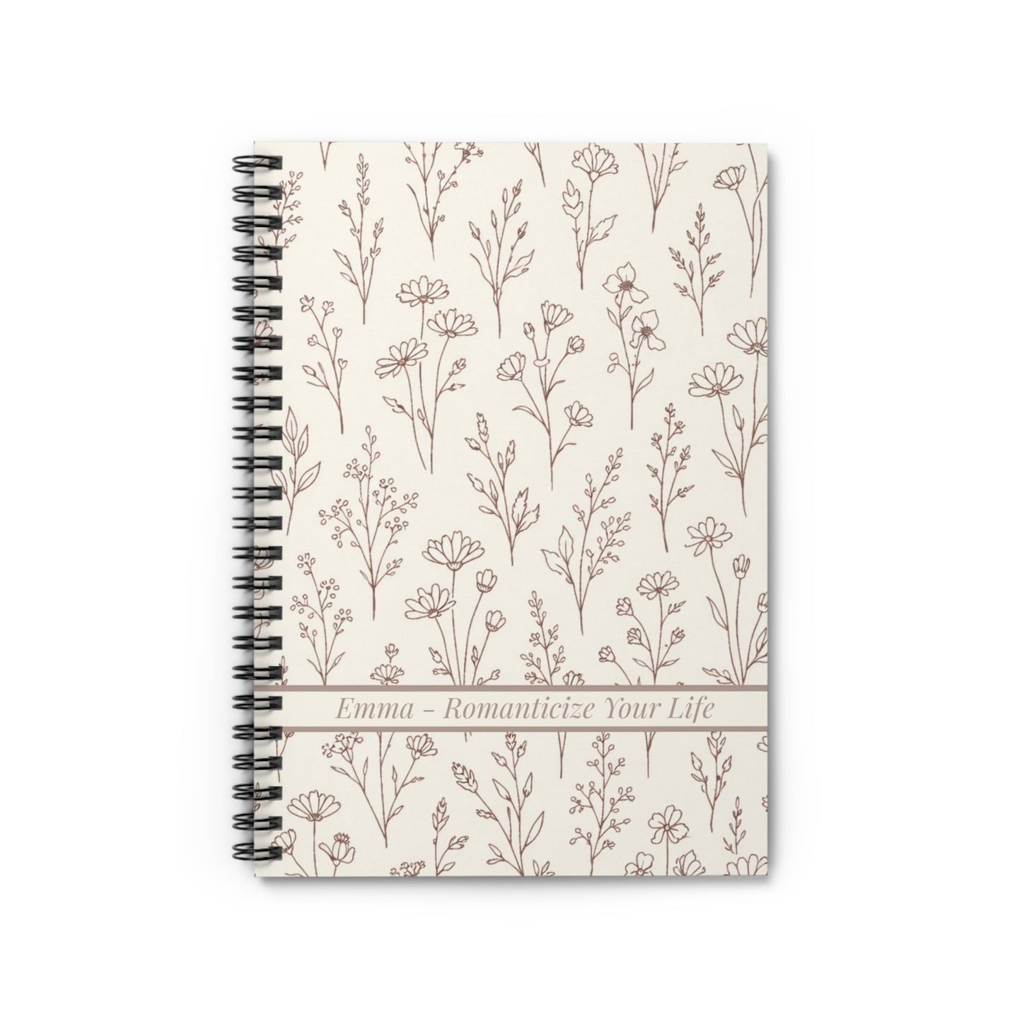 Notebook with floral pattern on a white background