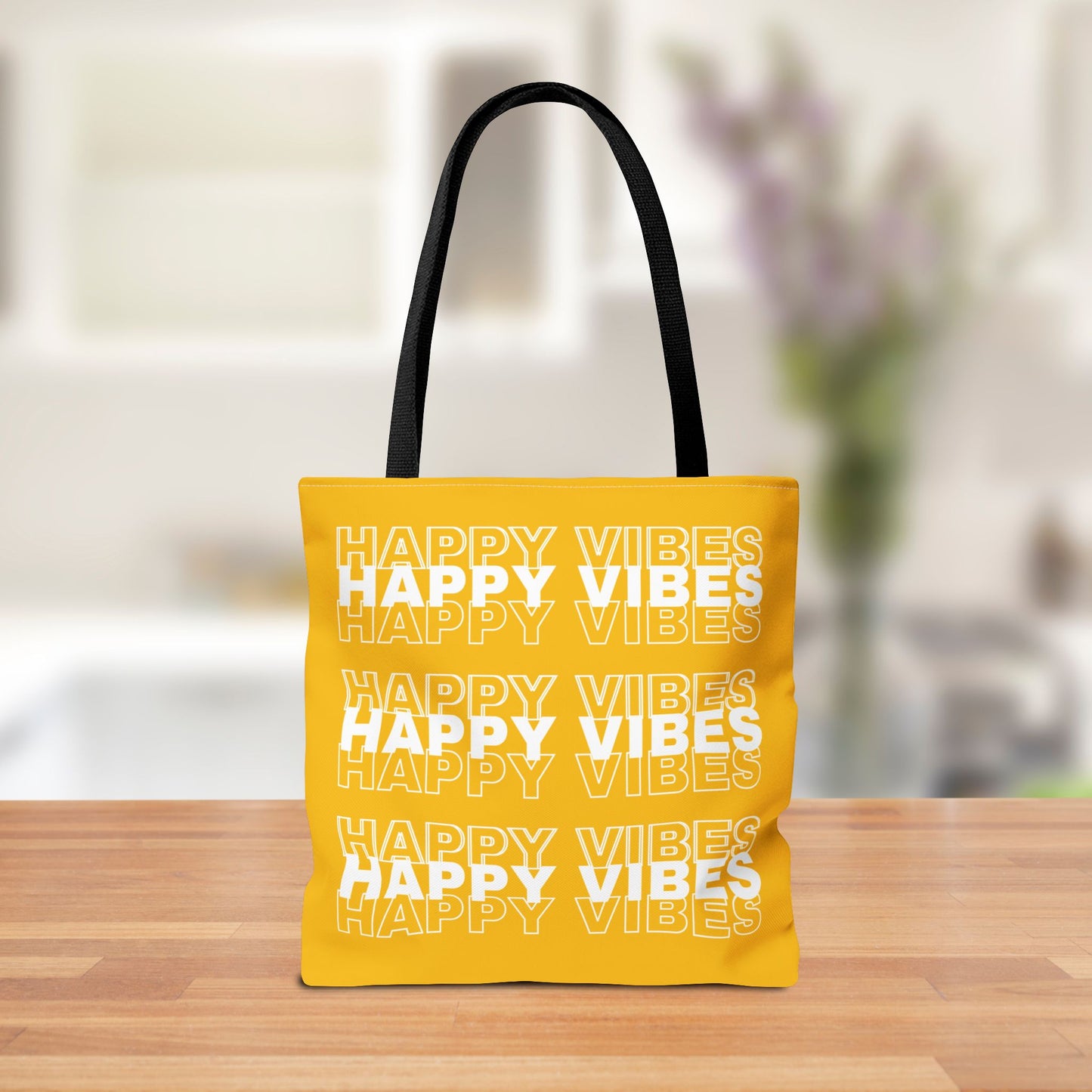 Reversible "Dear Person Reading This" & "Happy Vibes" Motivational Tote Bag | Yellow