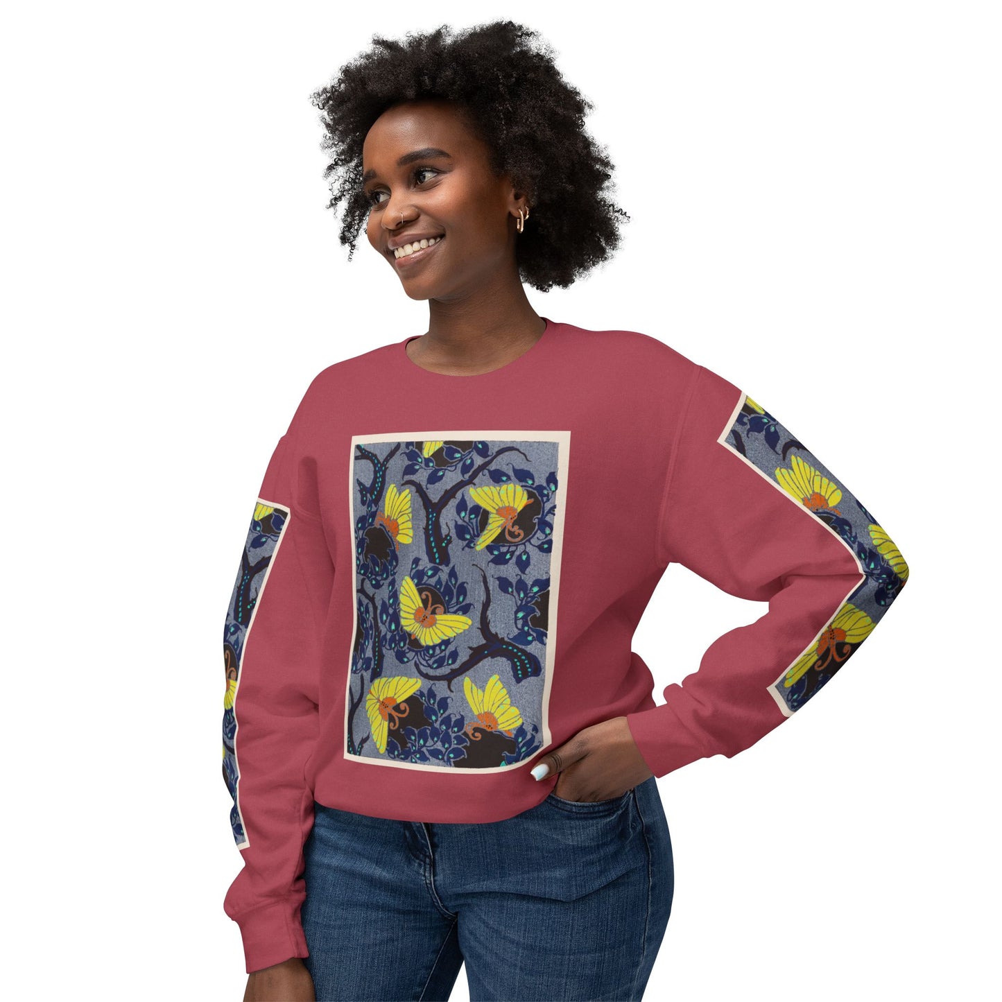 Art Nouveau Butterfly Crewneck Sweatshirt – E. A. Séguy Inspired Unisex Sweater