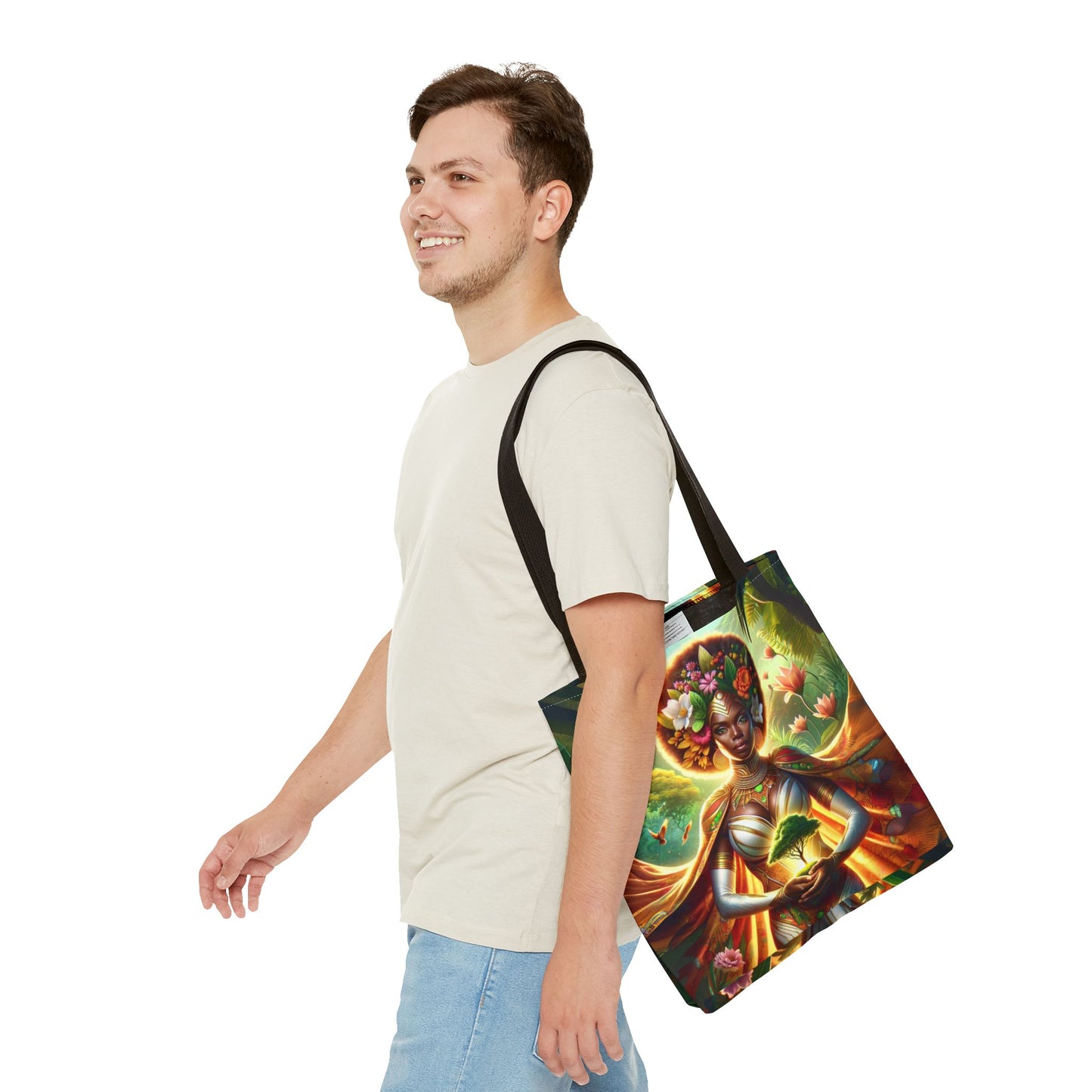 Empowering Goddess Tote Bag | Vibrant Afrocentric Art | Spiritual & Nature-Inspired Tote | Functional Everyday Bag | Bold and Unique Design