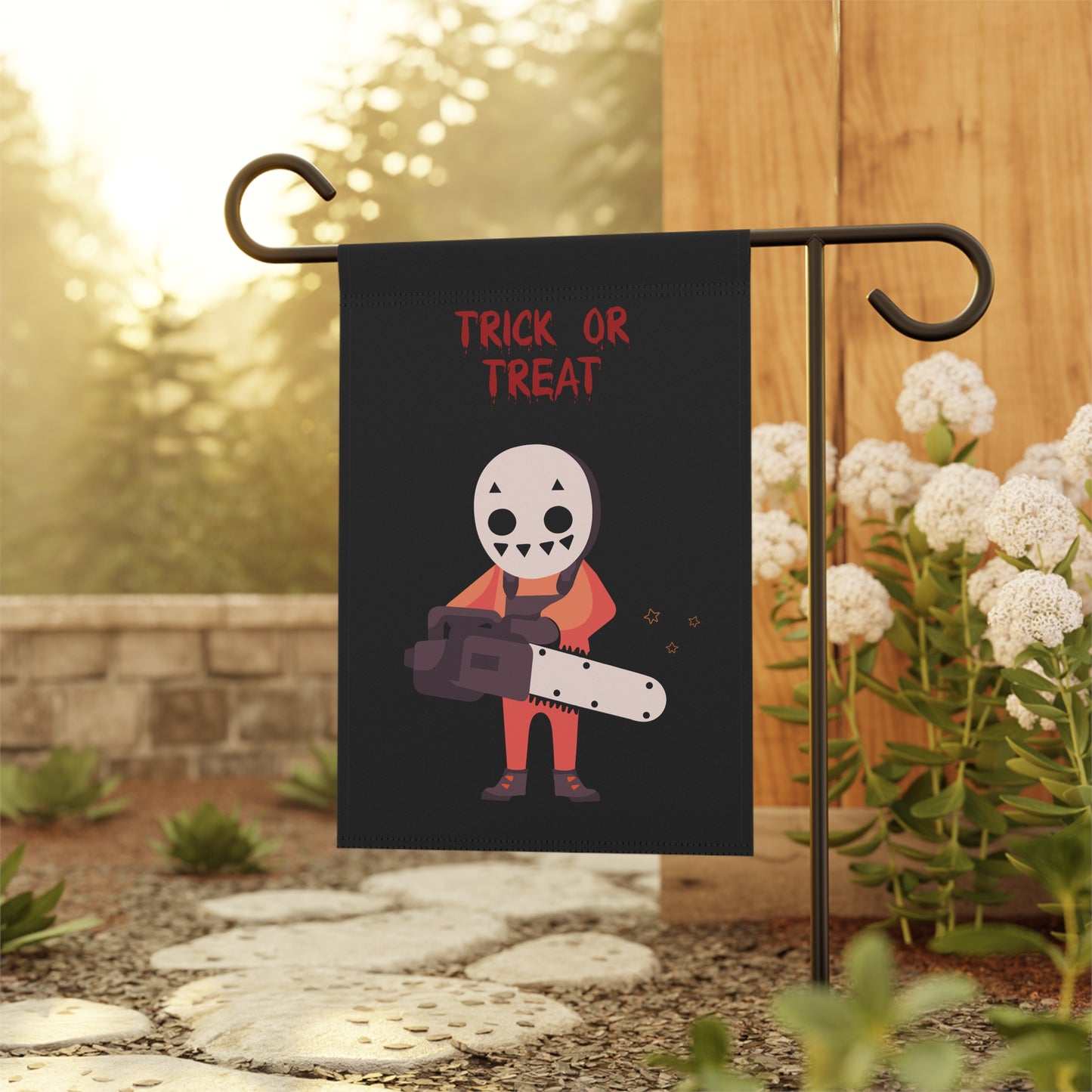 Trick or Treat Halloween Garden Flag | 100% Poly Poplin-Canvas | Double-Sided Design