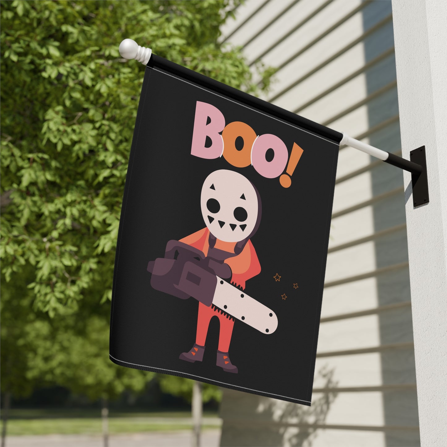 Boo! Halloween Garden Flag | 100% Poly Poplin-Canvas | Double-Sided Design