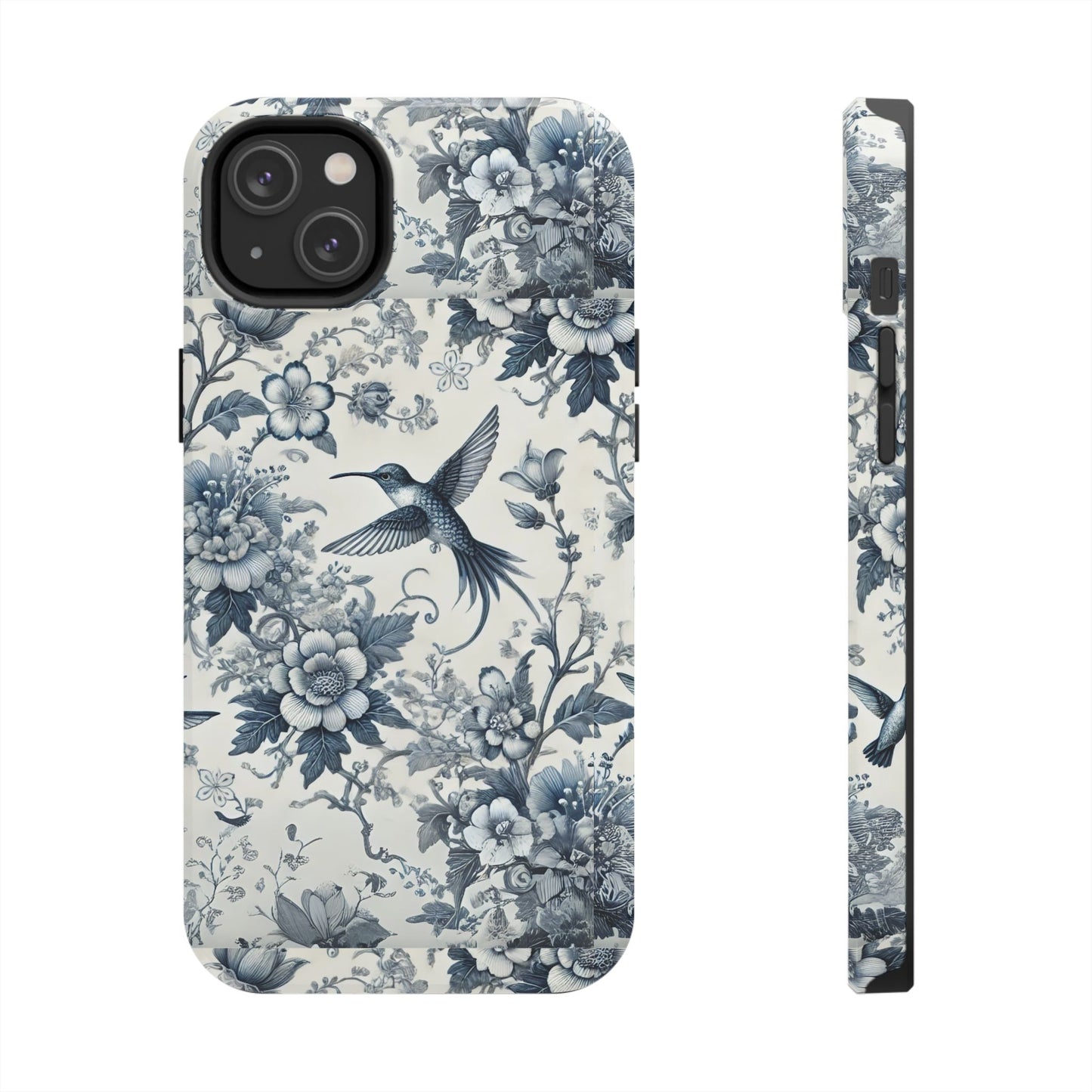 Vintage Hummingbird Floral Phone Case | Protective iPhone & Samsung Case | Artistic Nature-Inspired Cover | Blue Botanical Bird Design