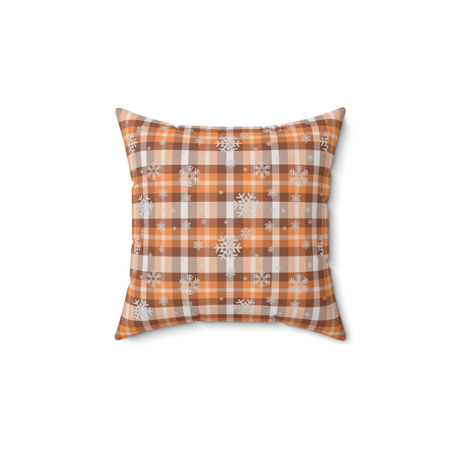 Winter Ranch Scene Throw Pillow, Cozy Home Decor with Plaid Accent Back | Perfect for Living Room or Bedroom