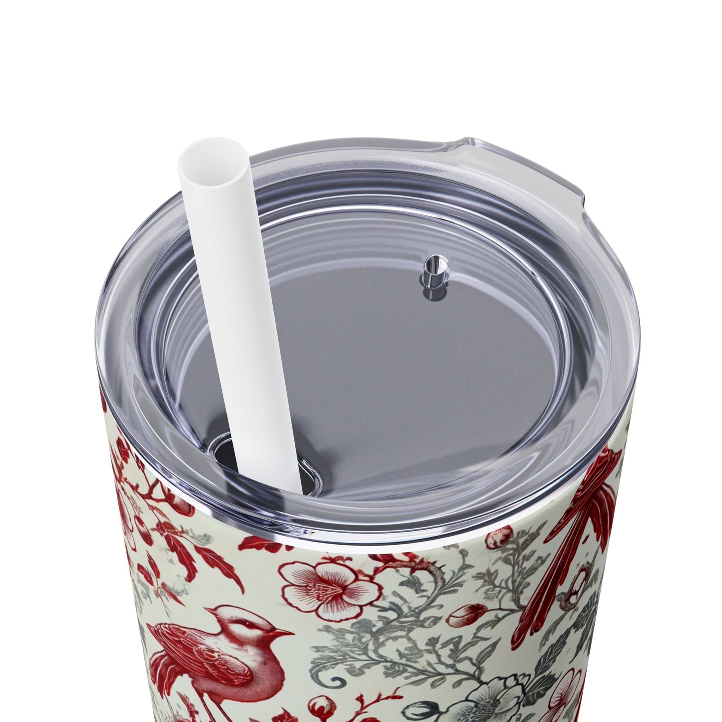 Red & White Chinoiserie Bird Tumbler – 20oz Maars Skinny Tumbler with Straw | Insulated Stainless Steel Travel Mug