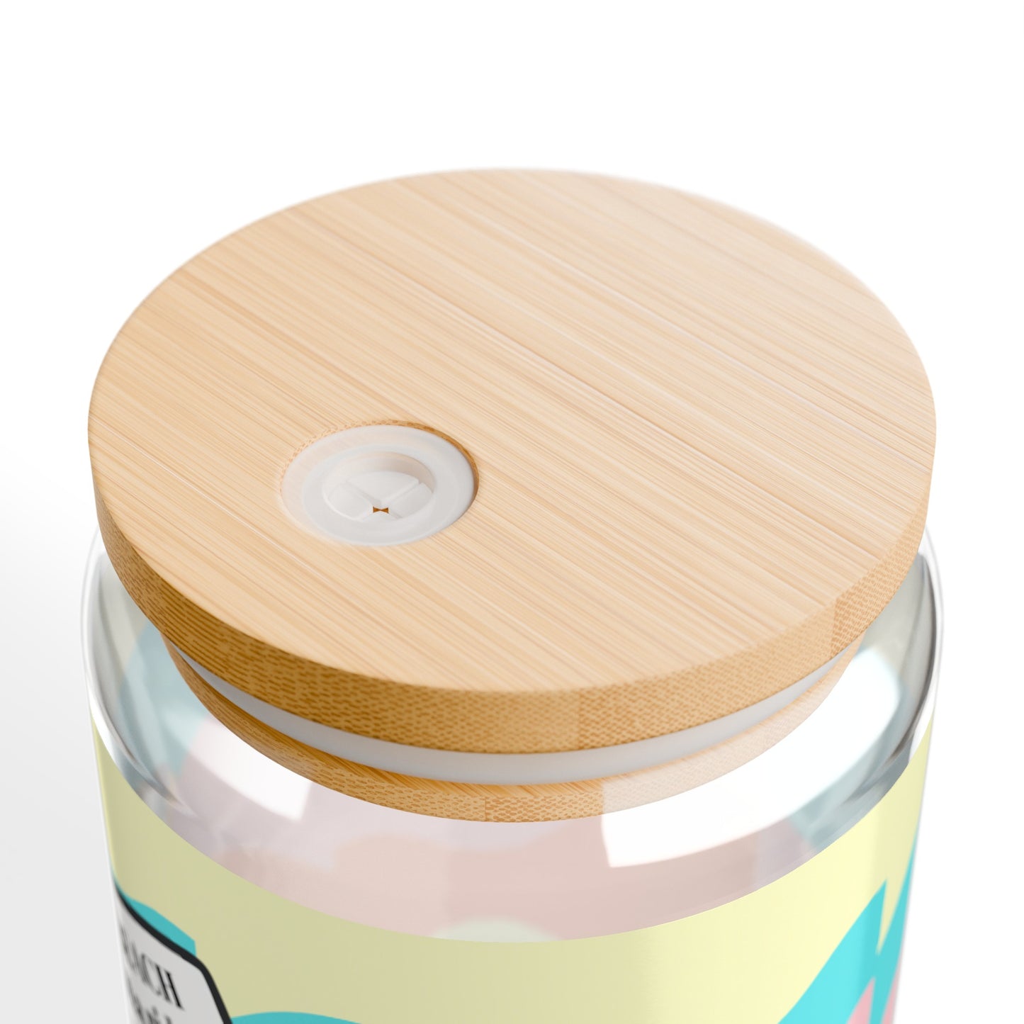 Vintage Nancy Carroll Glass Tumbler with Bamboo Lid and Straw - Retro Beach Vibes