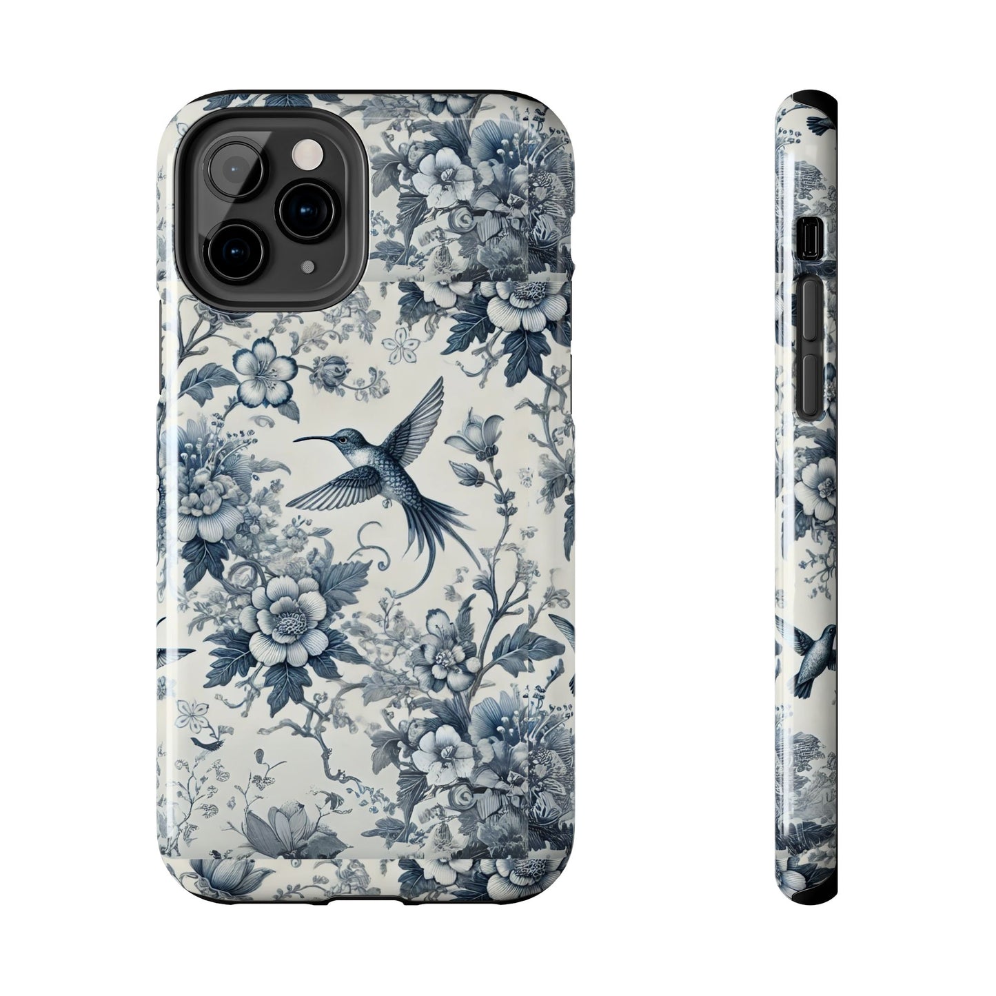 Vintage Hummingbird Floral Phone Case | Protective iPhone & Samsung Case | Artistic Nature-Inspired Cover | Blue Botanical Bird Design