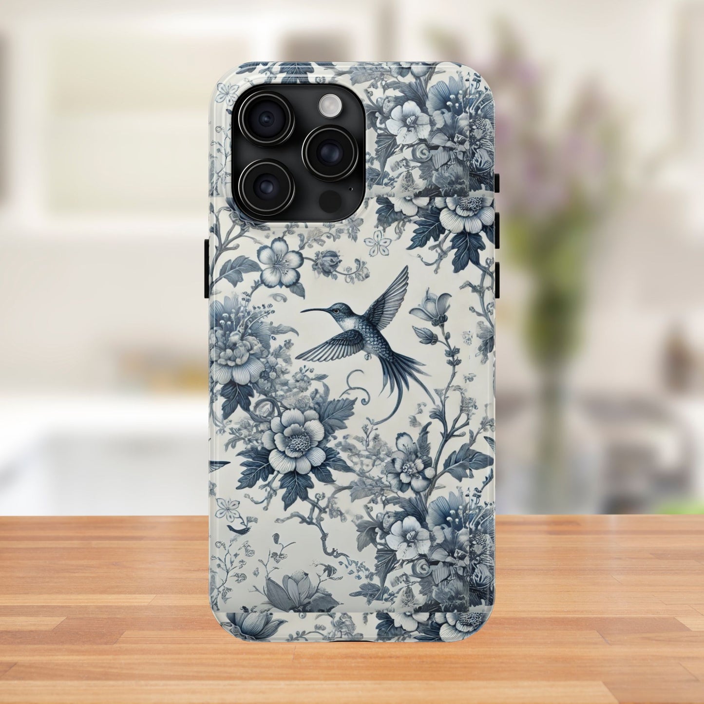 Vintage Hummingbird Floral Phone Case | Protective iPhone & Samsung Case | Artistic Nature-Inspired Cover | Blue Botanical Bird Design