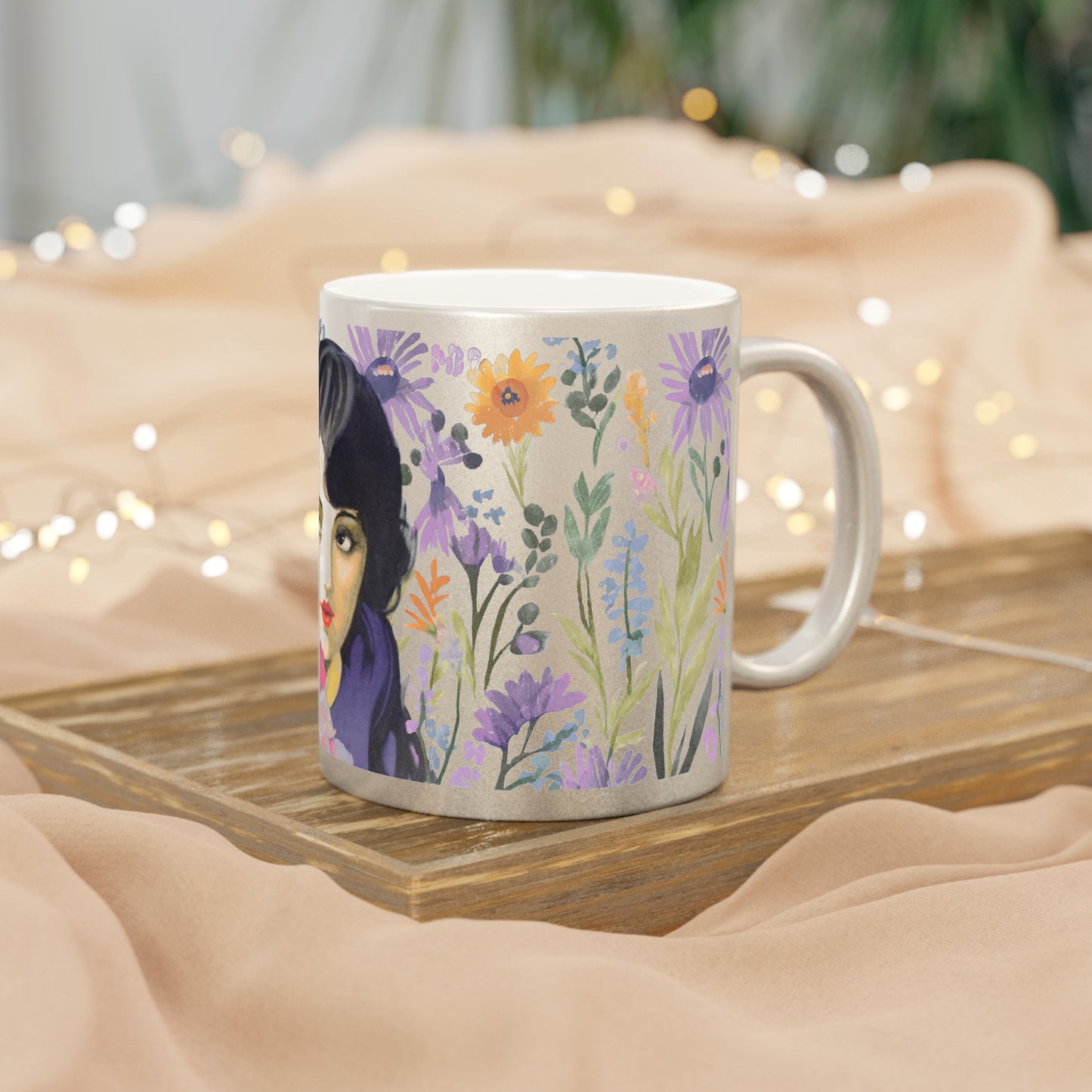 Estelle Taylor Gold Metallic Coffee Cup - Vintage Hollywood Glamour