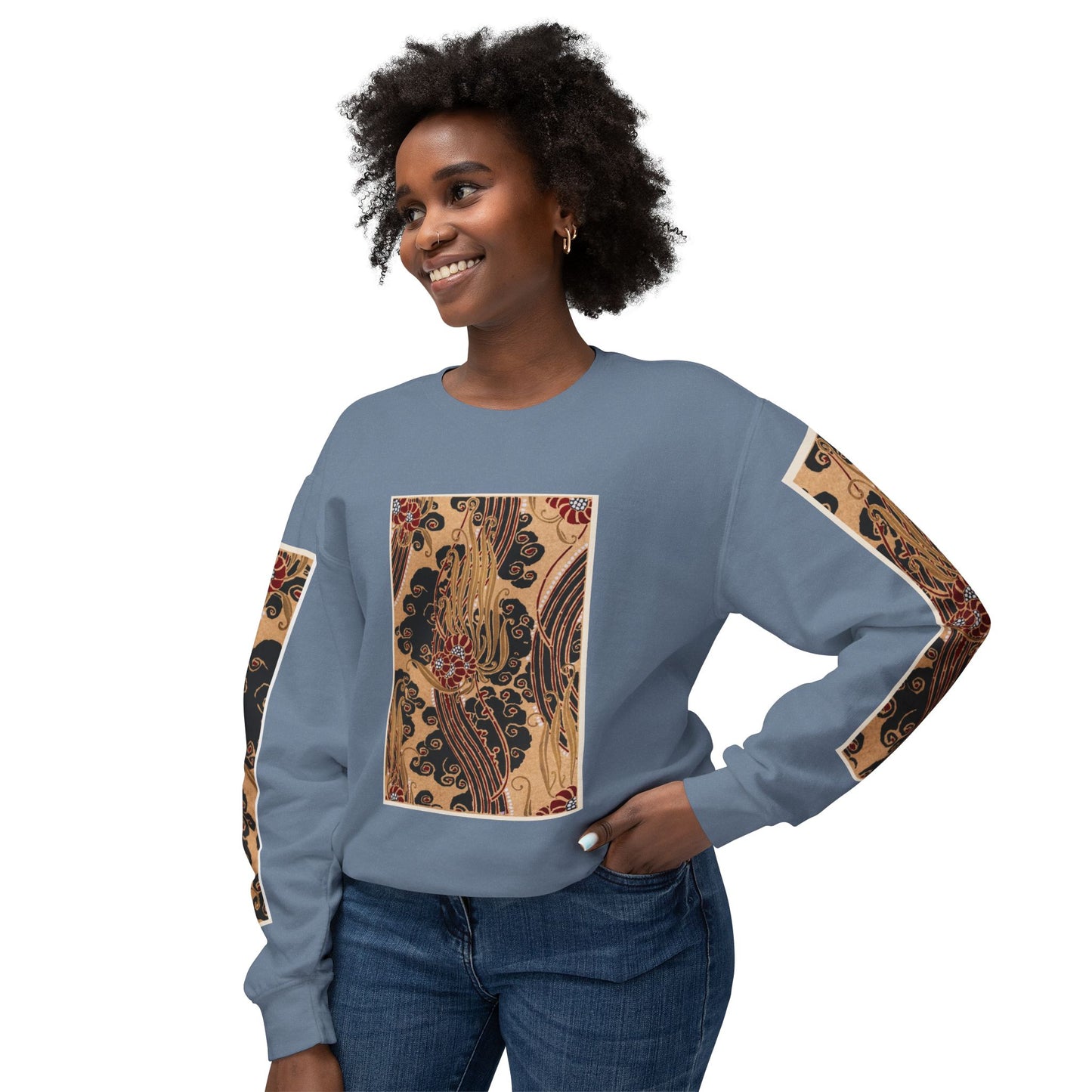 Unisex Lightweight Crewneck Sweatshirt – E. A. Séguy Inspired Art Deco Floral Design