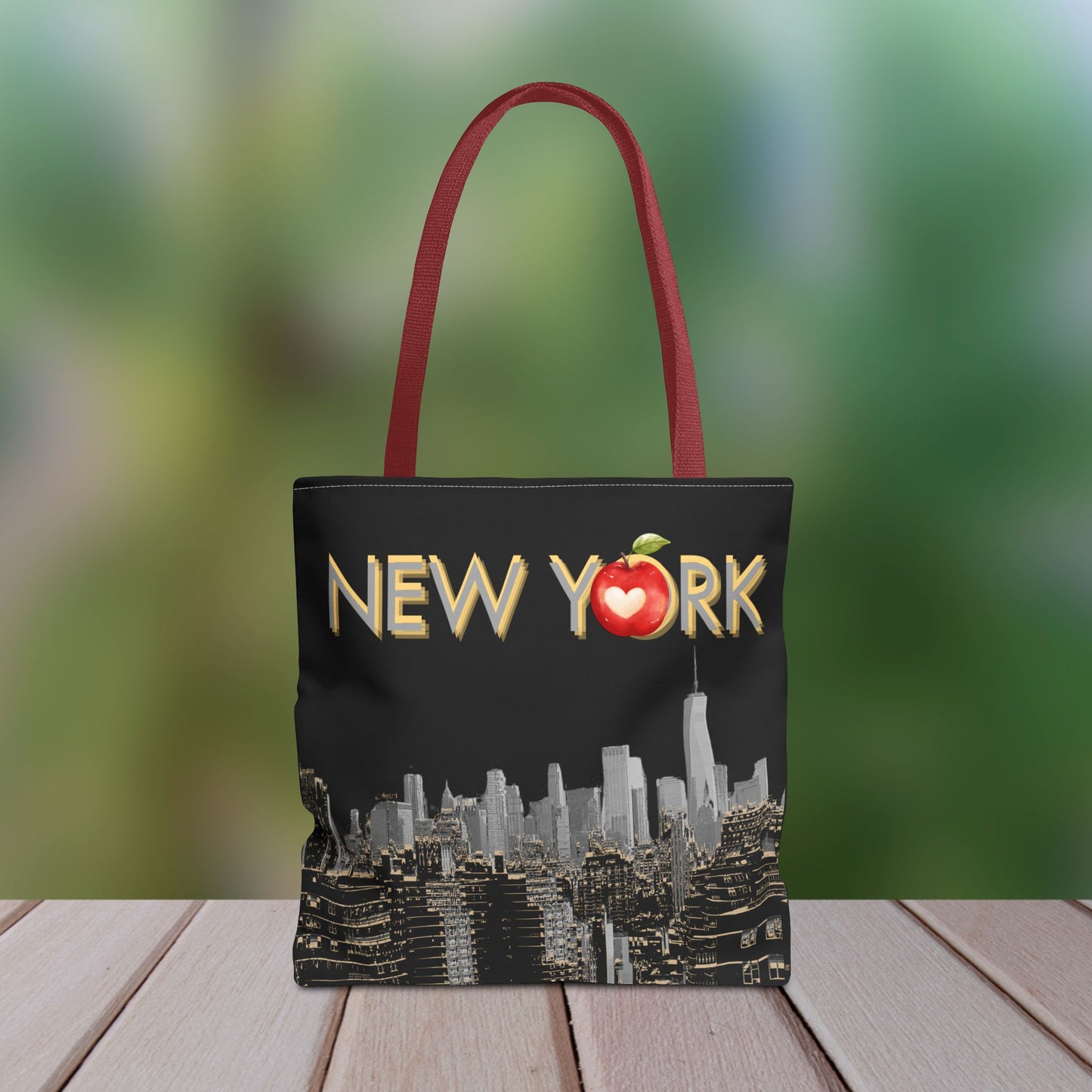 New York Skyline Tote Bag | Iconic NYC Design with Apple Detail | Durable and Stylish
