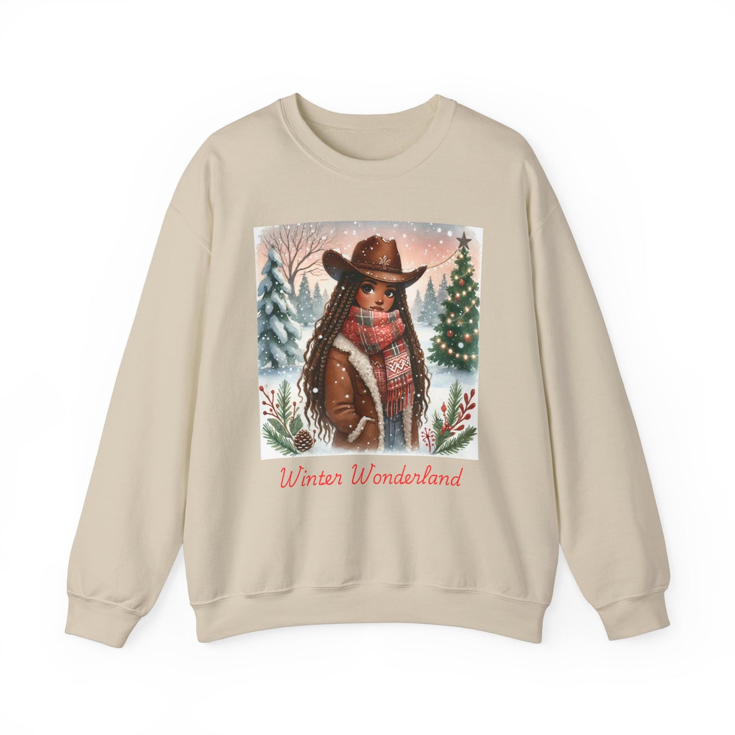 Winter Wonderland Cowgirl Sweatshirt | Holiday Cozy Fashion | Available in Black, Sand, Military Green