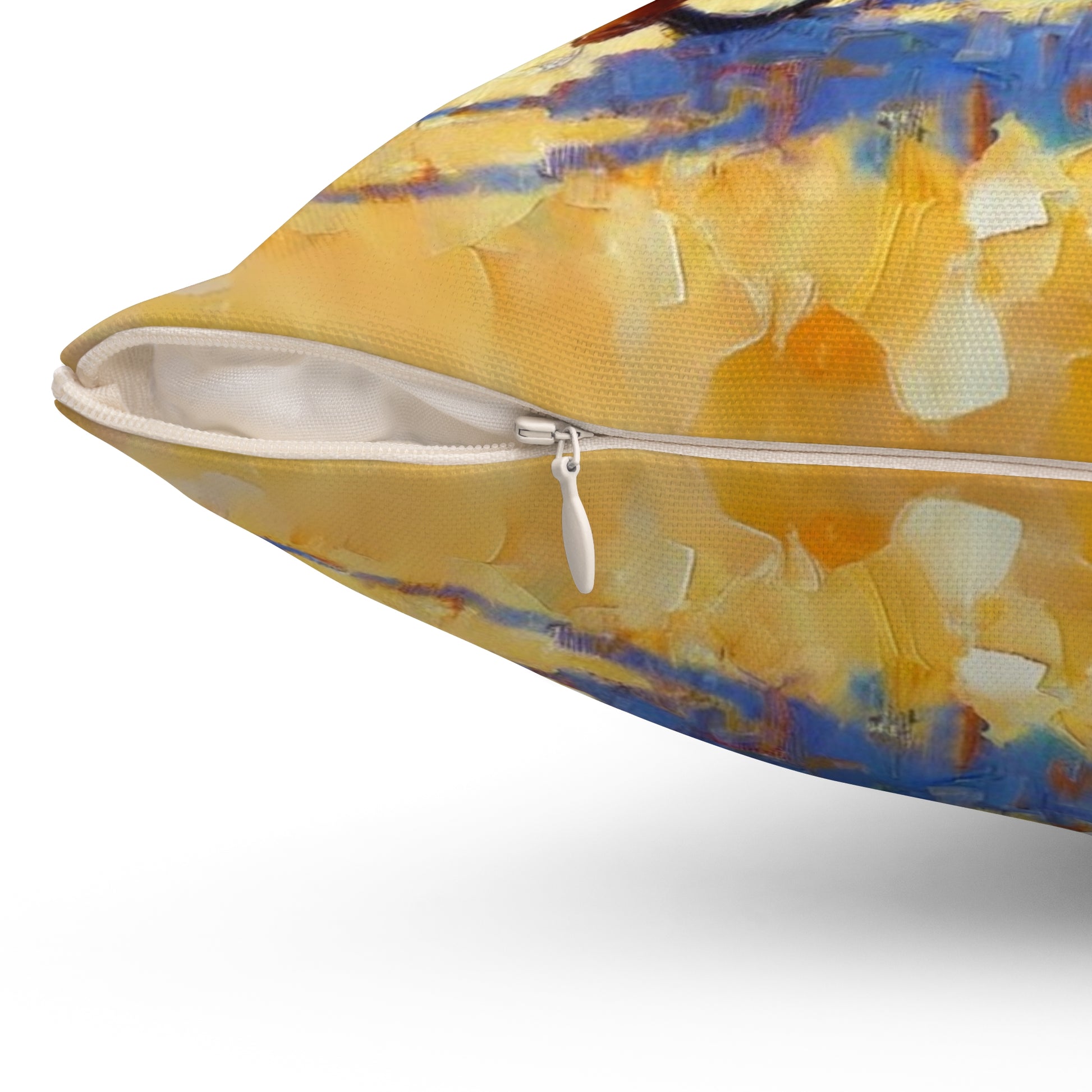 Close-up of the concealed zipper and fine polyester texture