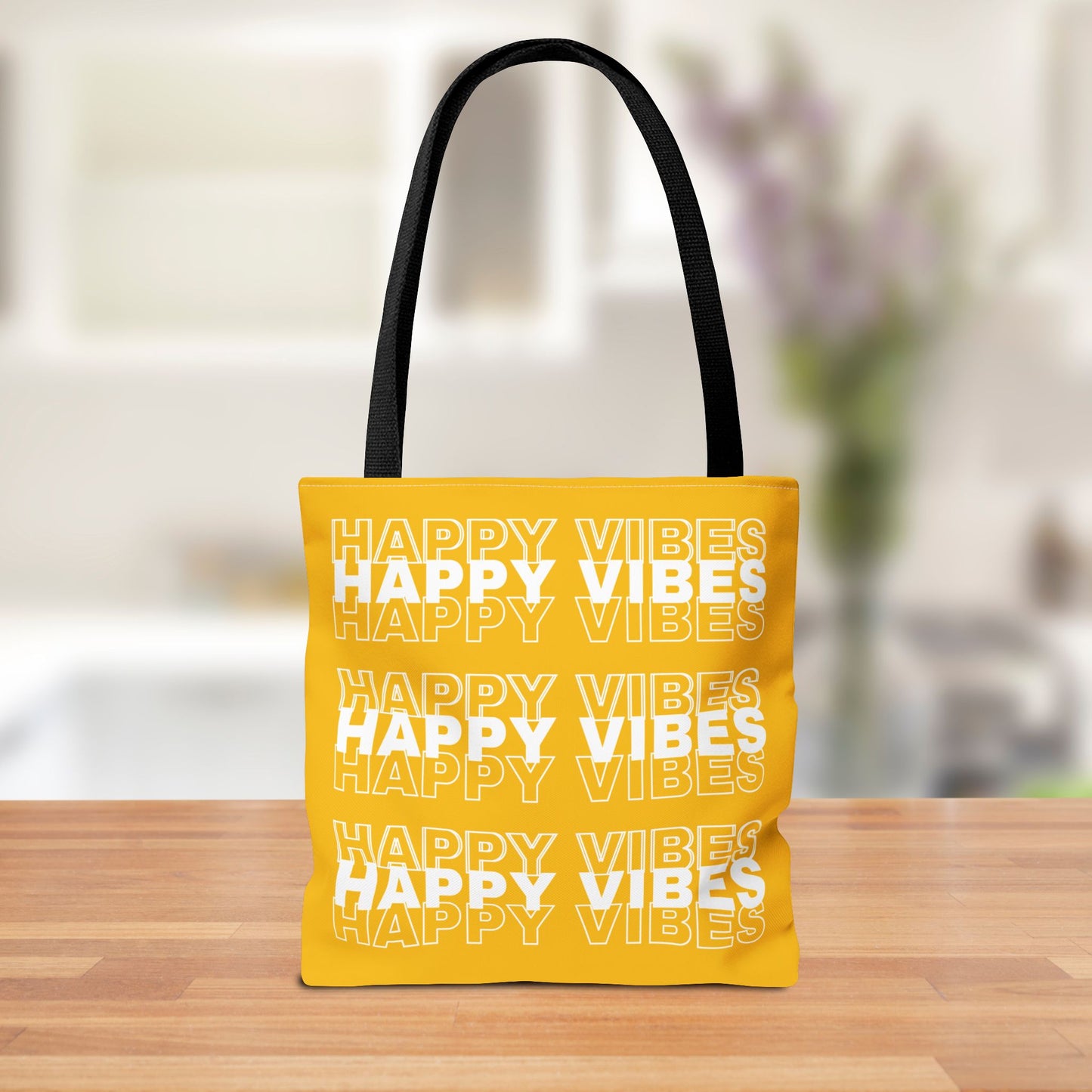 Reversible "Dear Person Reading This" & "Happy Vibes" Motivational Tote Bag | Yellow