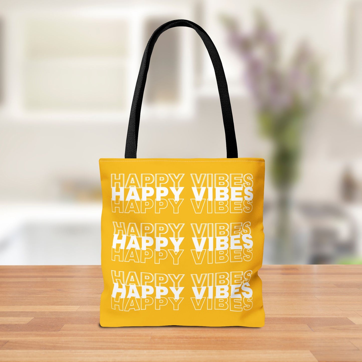 Reversible "Dear Person Reading This" & "Happy Vibes" Motivational Tote Bag | Yellow