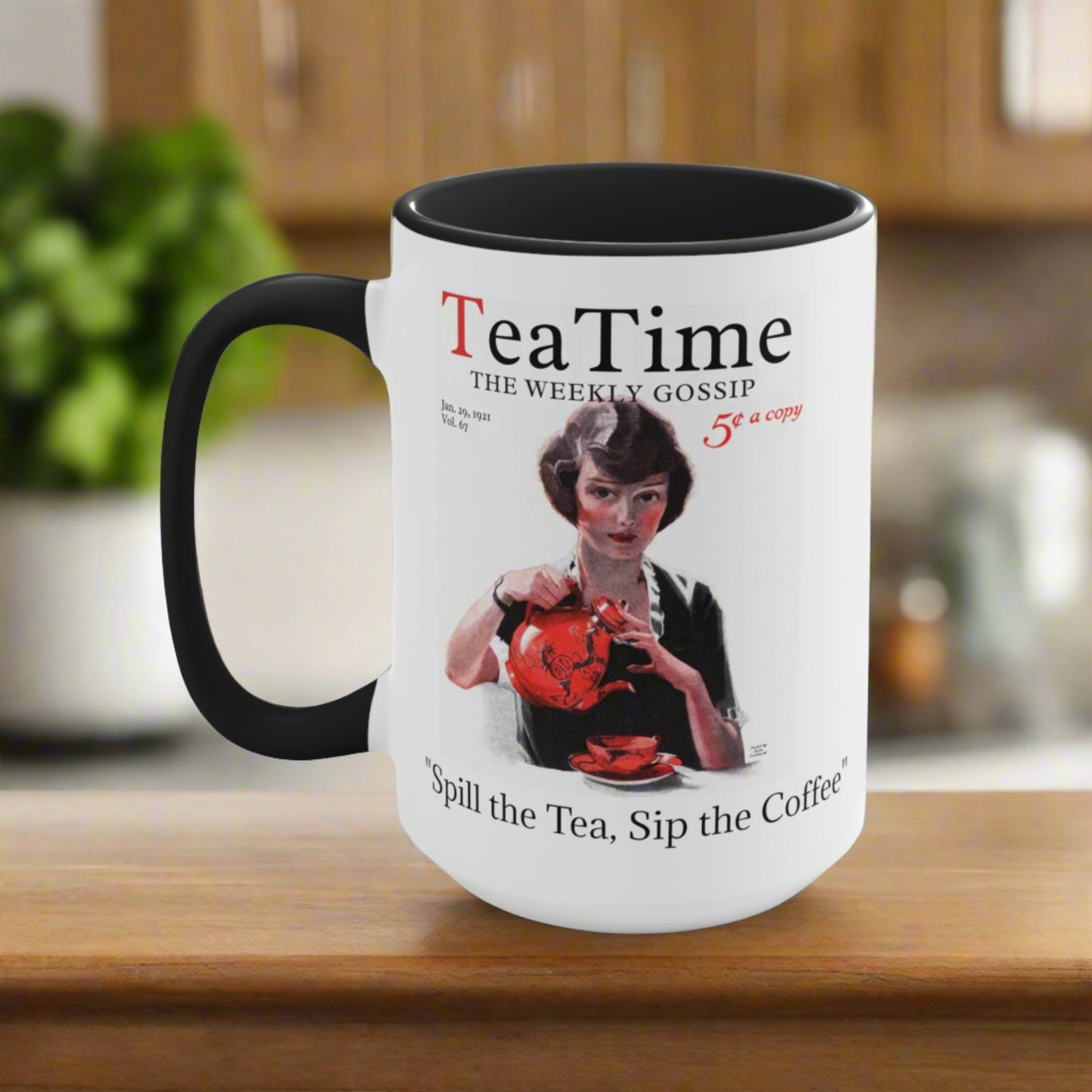 TeaTime Weekly Gossip Coffee Mug - "Spill the Tea, Sip the Coffee"