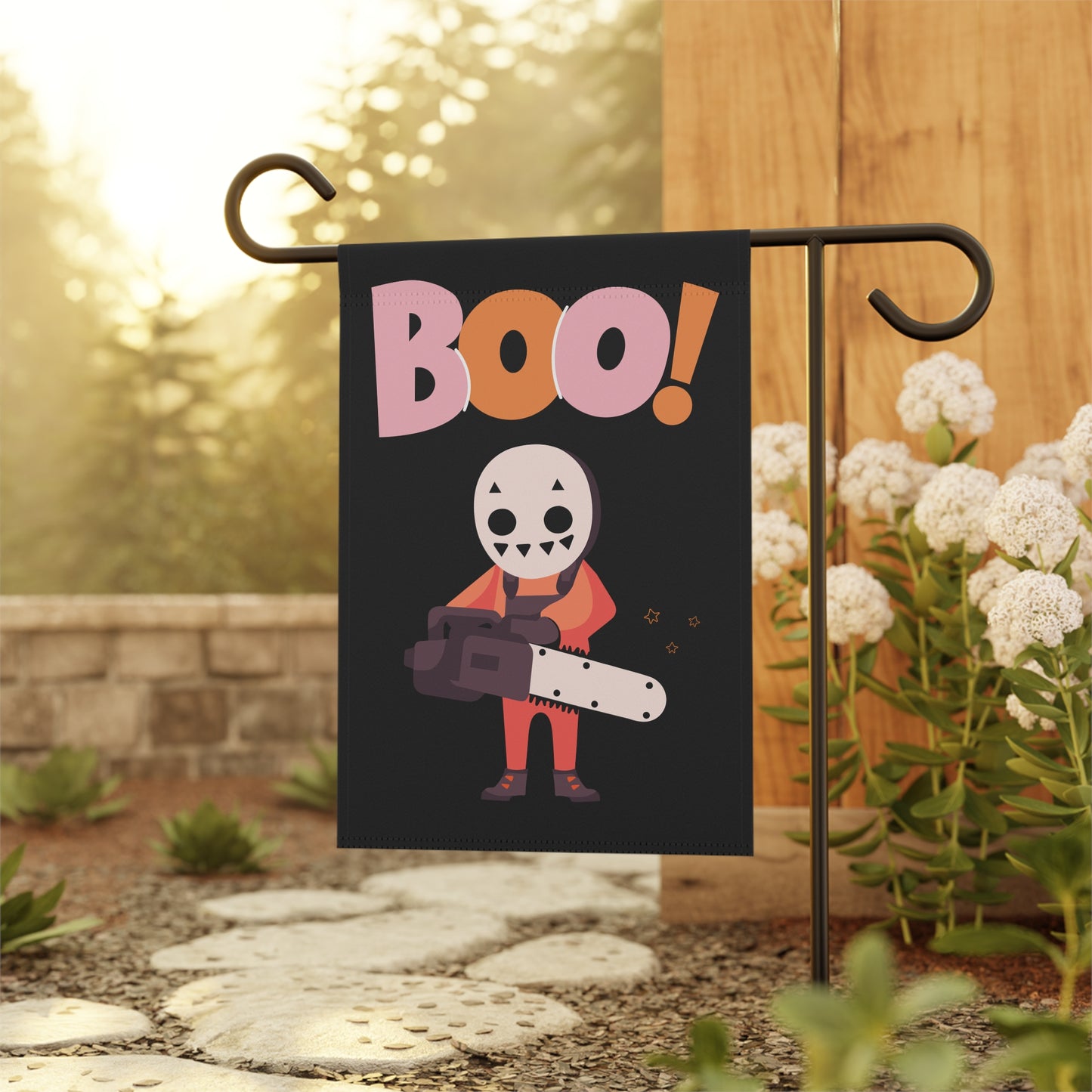 Boo! Halloween Garden Flag | 100% Poly Poplin-Canvas | Double-Sided Design