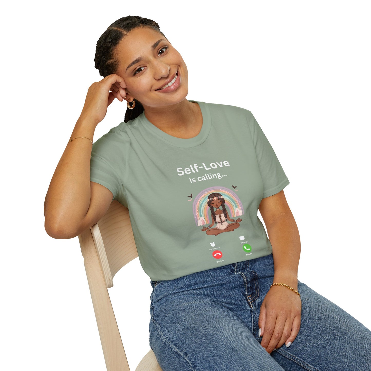 Self-Love is Calling... And I Must Embrace It Boho T-Shirt (With Back Message)