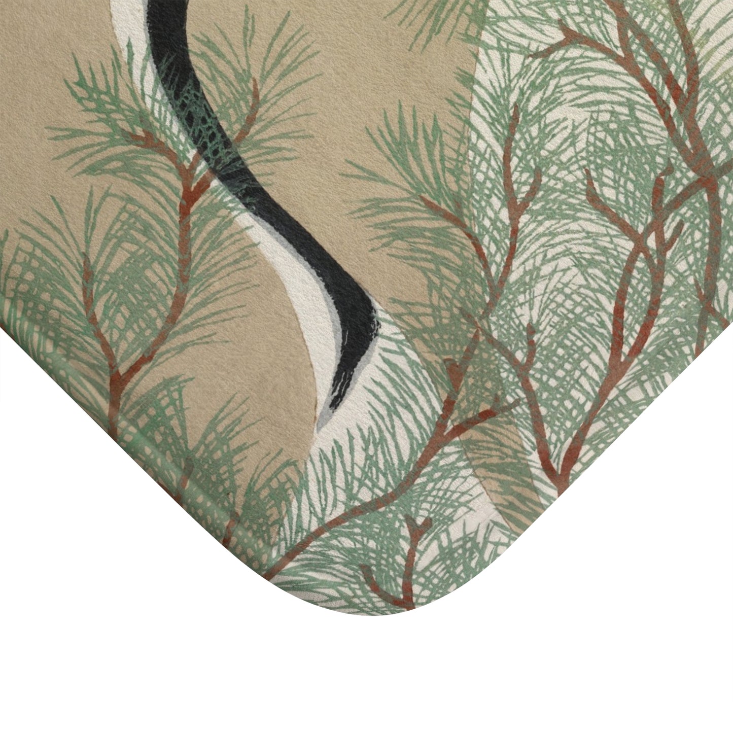 Elegant Crane Bath Mat featuring Kamisaka Sekka’s Design from Momoyogusa–Flowers of a Hundred Generations (1909)