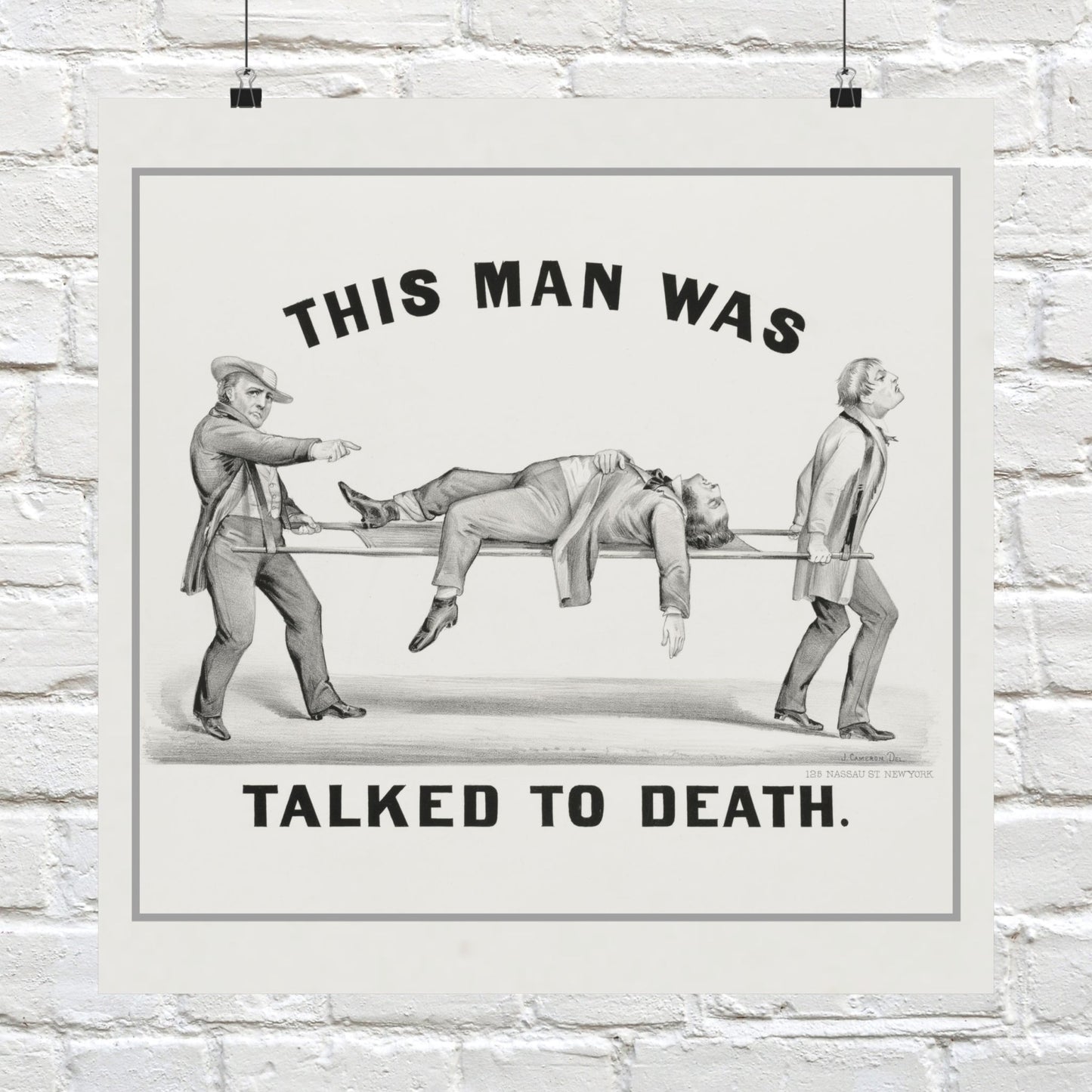 "Talked to Death" Vintage Poster – Retro Humor Print (Available in 10"x10" and 20"x20")