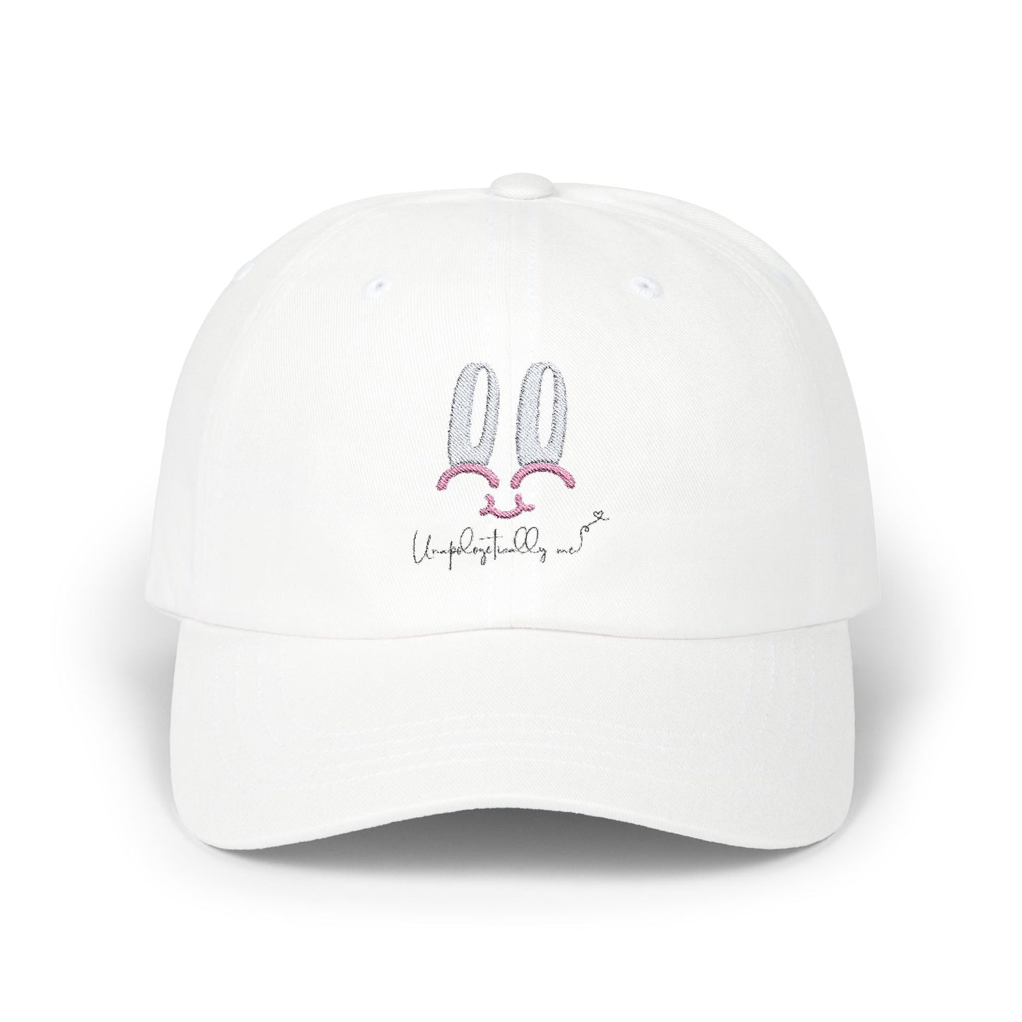 Front view of the Unapologetically Me Classic Dad Hat in white color
