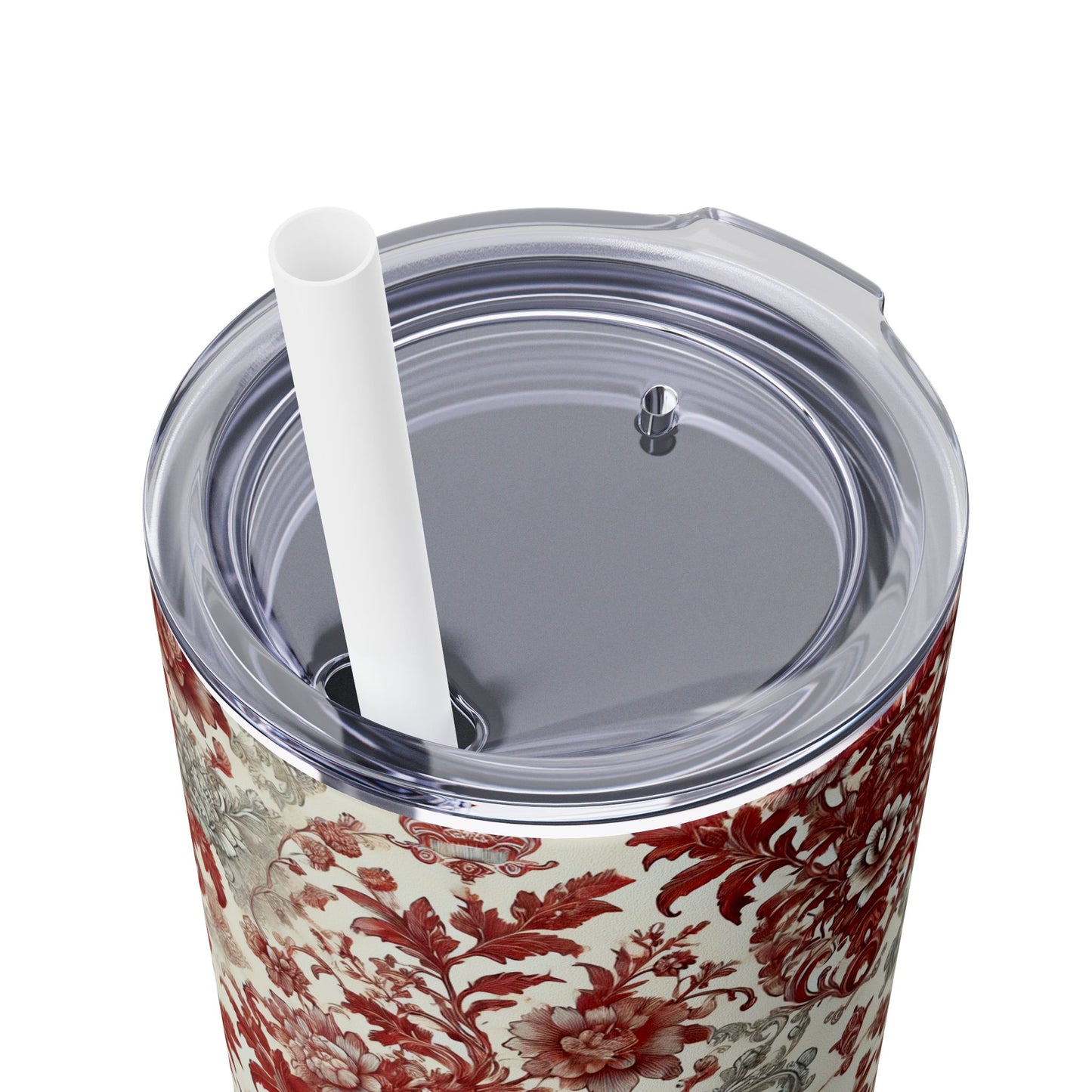 Red & White Baroque Chinoiserie Tumbler – 20oz Maars Skinny Tumbler with Straw | Insulated Stainless Steel Travel Mug