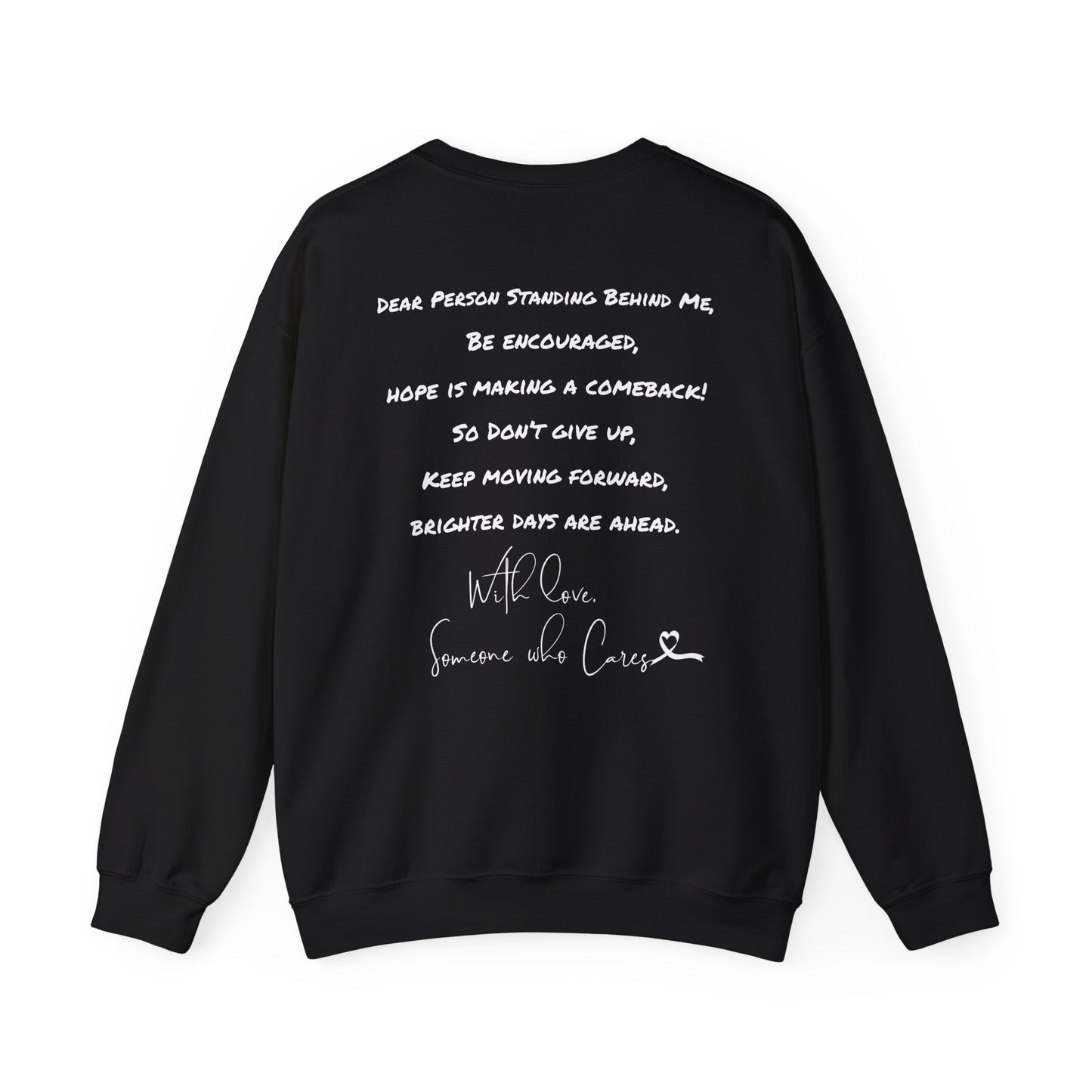 Back view of "Bruh, You Are Worthy" sweatshirt featuring motivational message.