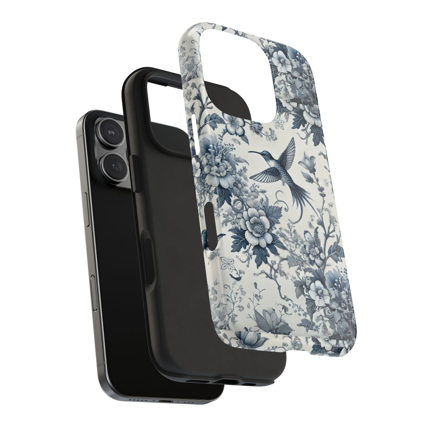 Vintage Hummingbird Floral Phone Case | Protective iPhone & Samsung Case | Artistic Nature-Inspired Cover | Blue Botanical Bird Design