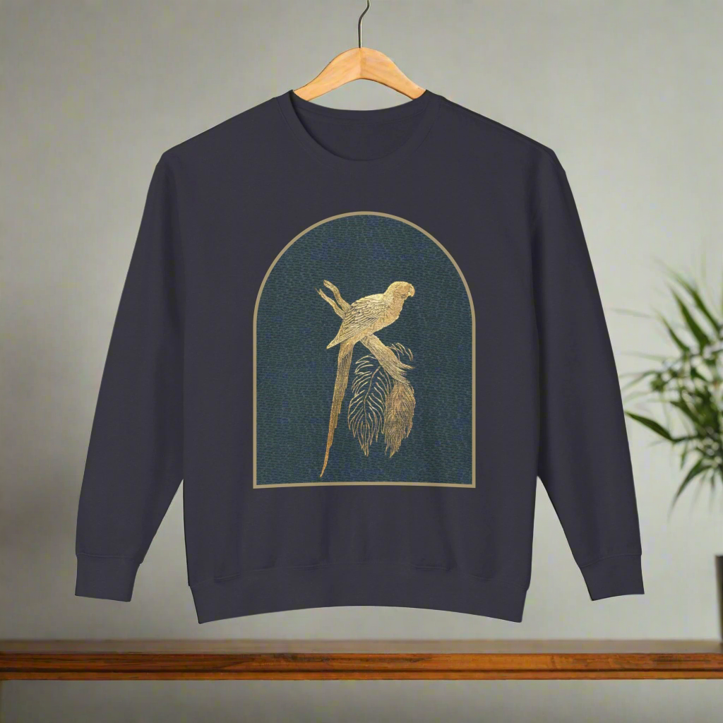 Elegant Gold Bird Sweatshirt – Unisex Crewneck with Timeless Design