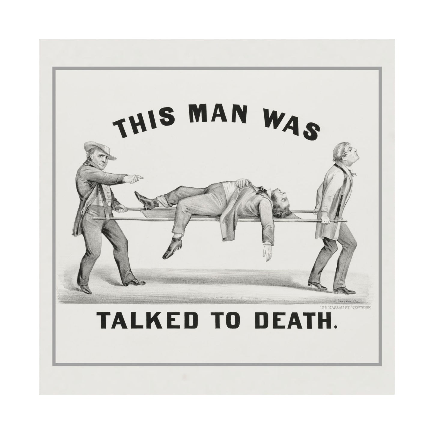 "Talked to Death" Vintage Poster – Retro Humor Print (Available in 10"x10" and 20"x20")