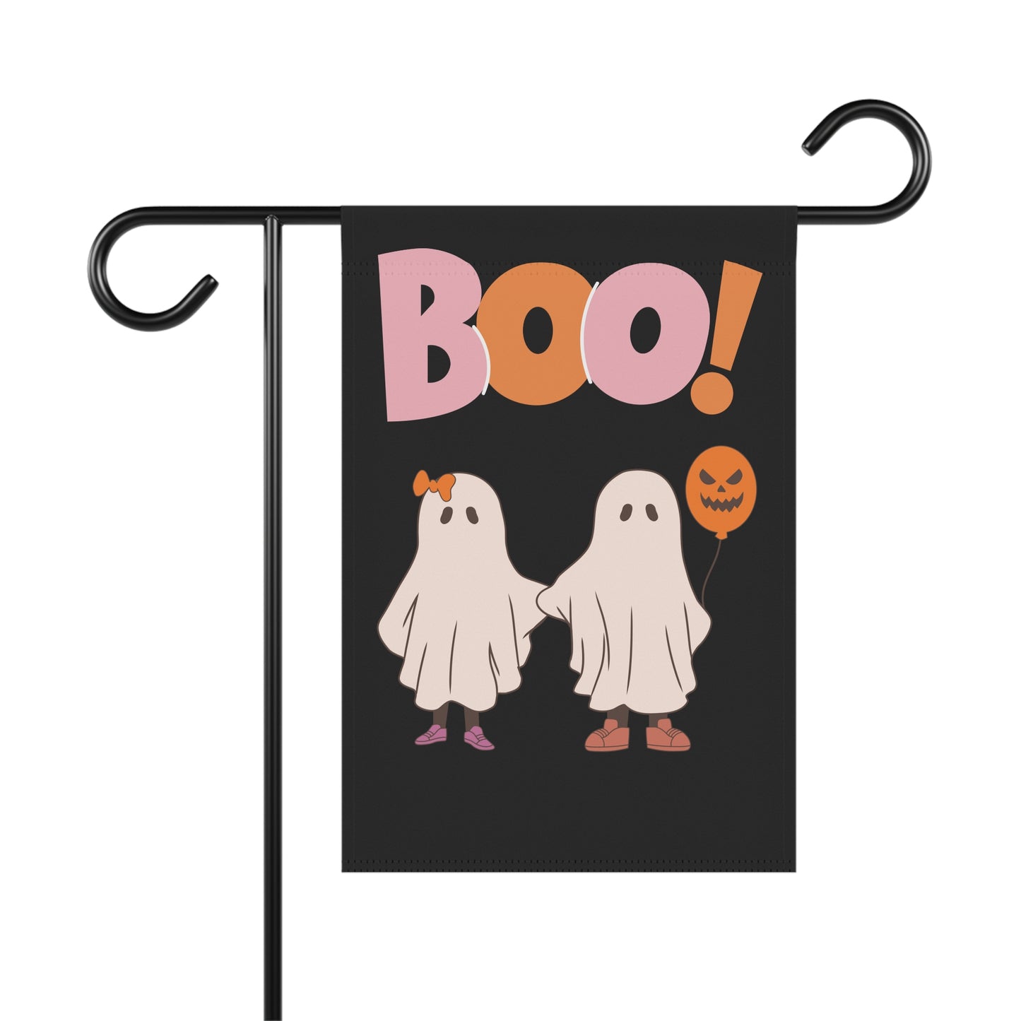 Boo! Halloween Garden Flag | Cute Ghost Duo | 100% Poly Poplin-Canvas