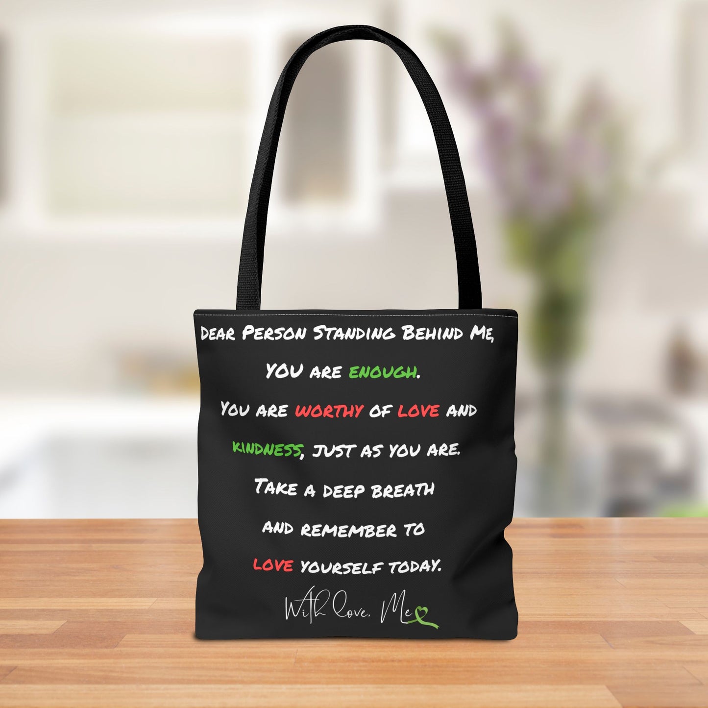 Reversible "Happy Vibes" and "Love Yourself Today" Motivational Tote Bag - Available in 3 Sizes