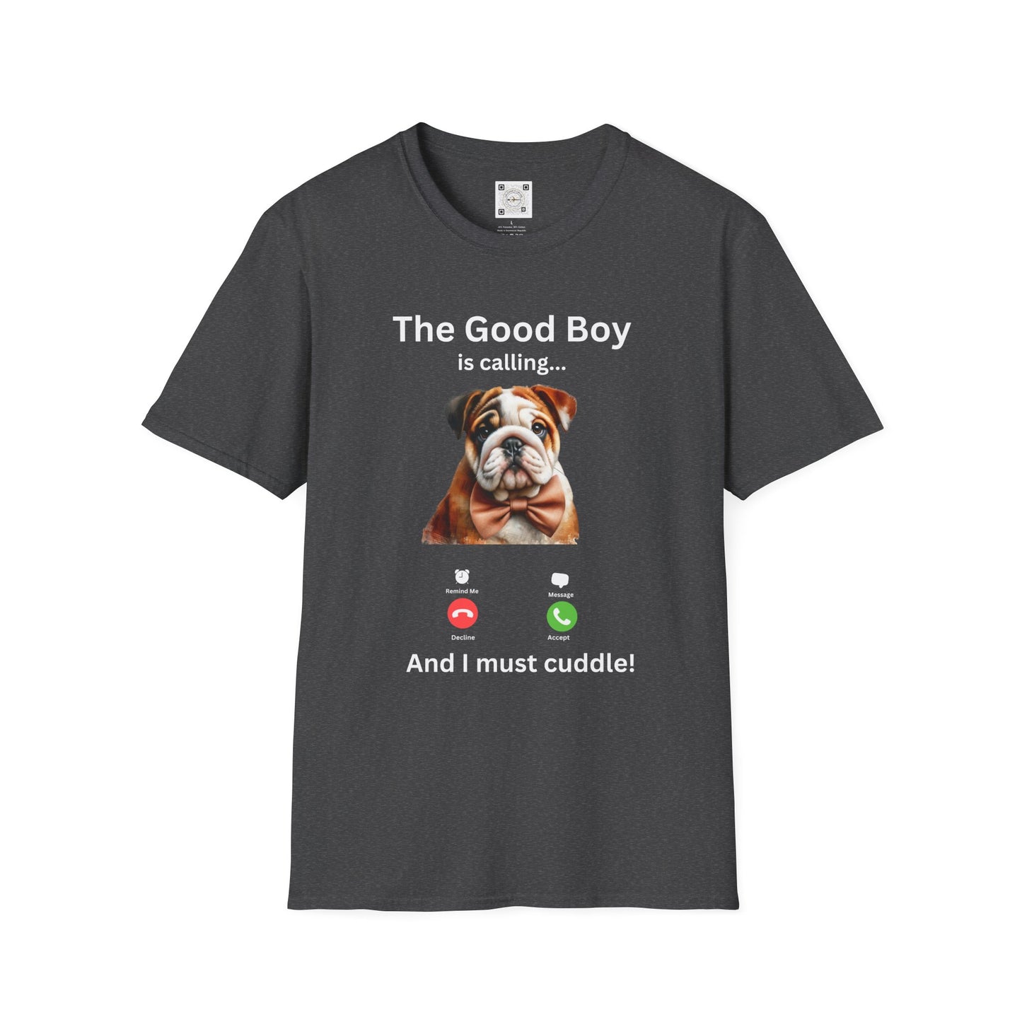 Funny dog dad T-shirt featuring sweet bulldog and bow tie