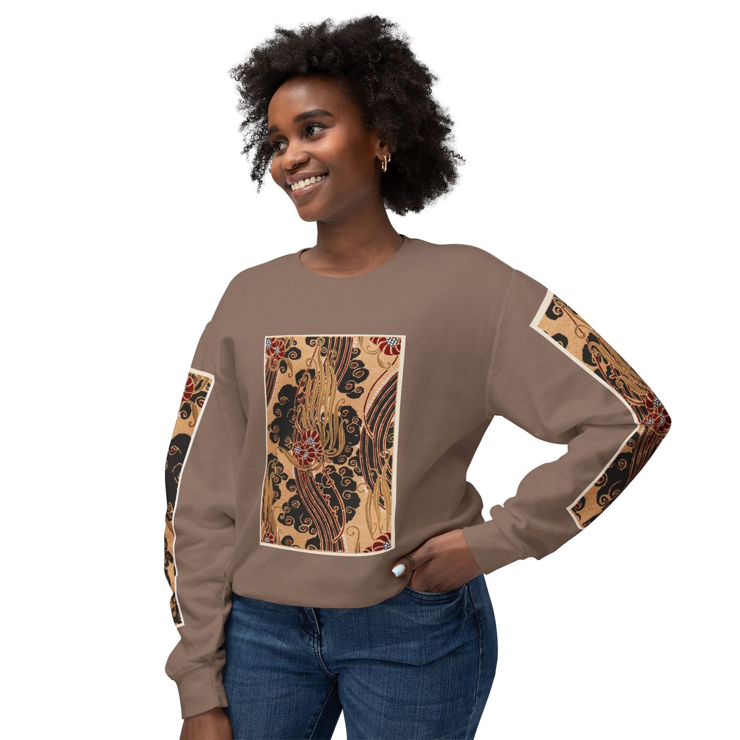 Unisex Lightweight Crewneck Sweatshirt – E. A. Séguy Inspired Art Deco Floral Design