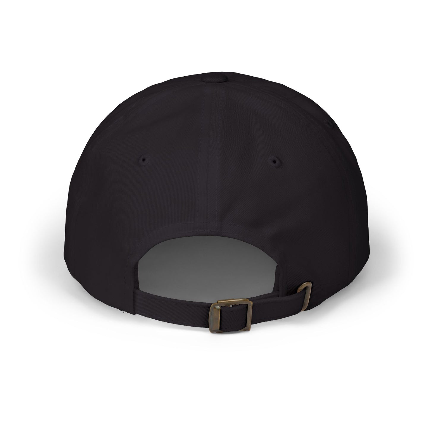 Back view of the 'Unapologetically Me' Classic Dad Hat, featuring an adjustable brass buckle and strap closure for a custom fit.