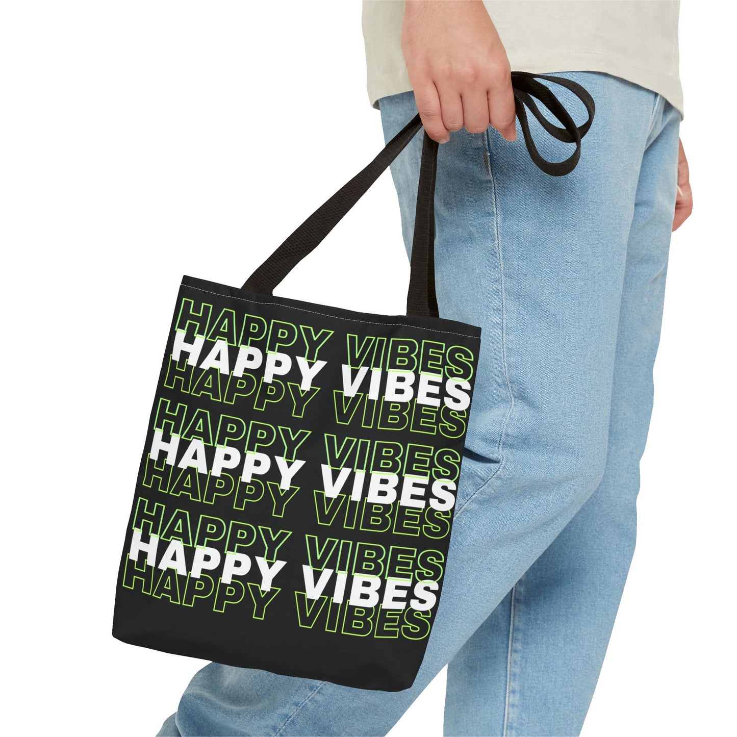 Reversible "Happy Vibes" and "Love Yourself Today" Motivational Tote Bag - Available in 3 Sizes