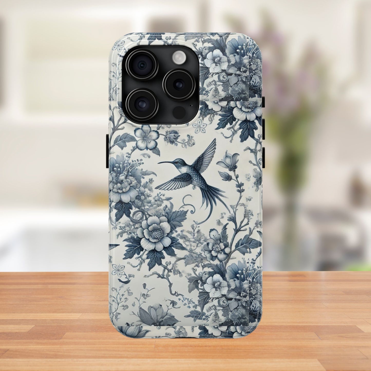 Vintage Hummingbird Floral Phone Case | Protective iPhone & Samsung Case | Artistic Nature-Inspired Cover | Blue Botanical Bird Design