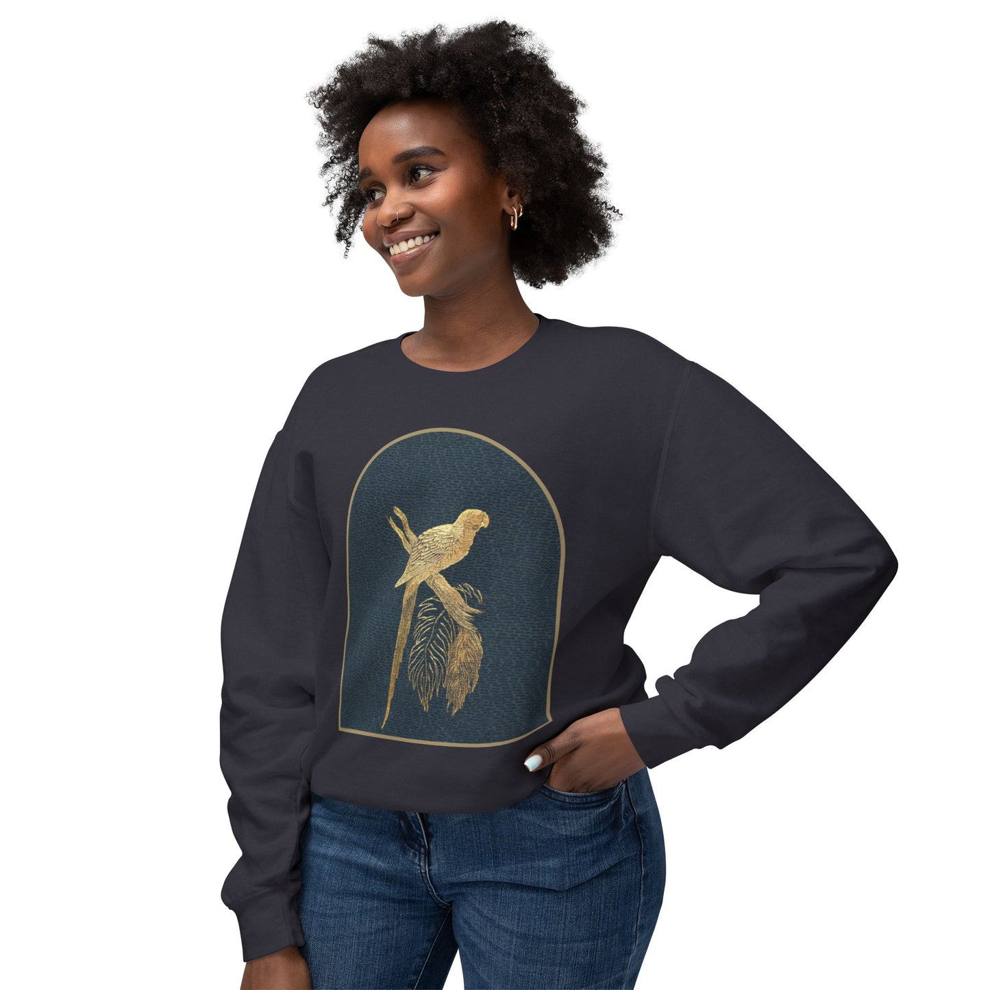 Elegant Gold Bird Sweatshirt – Unisex Crewneck with Timeless Design