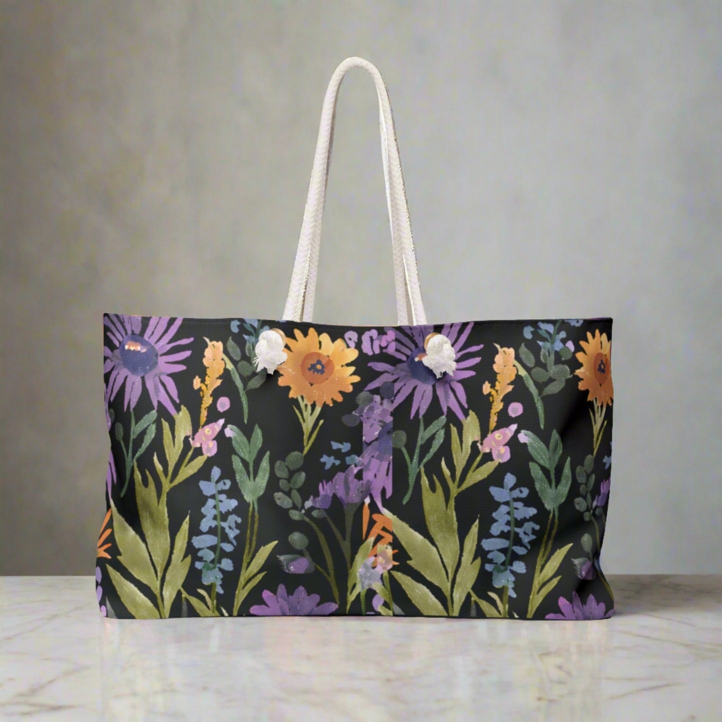 Floral Weekender Bag - Black