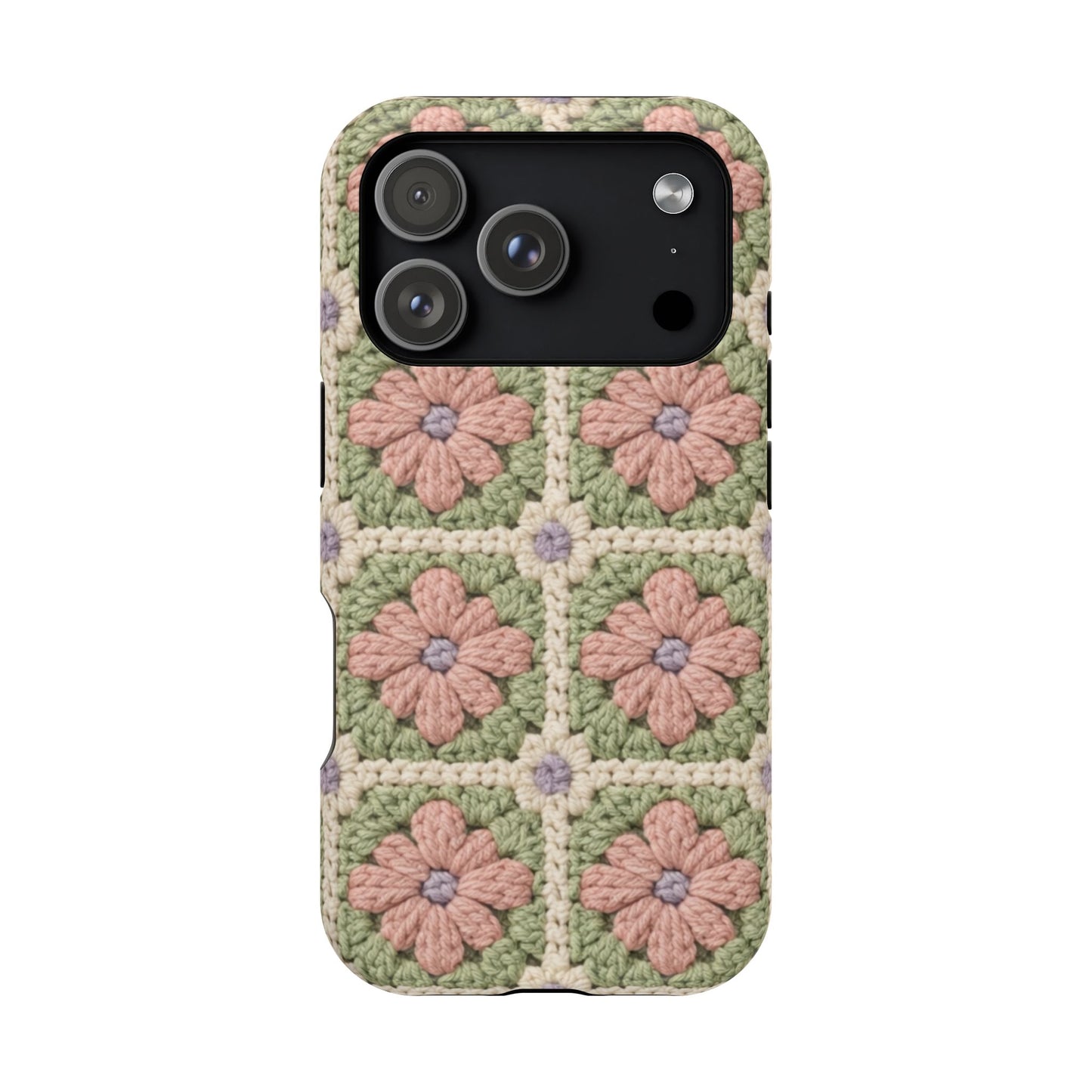 Crochet Floral Granny Square iPhone Case | Magnetic Impact-Resistant